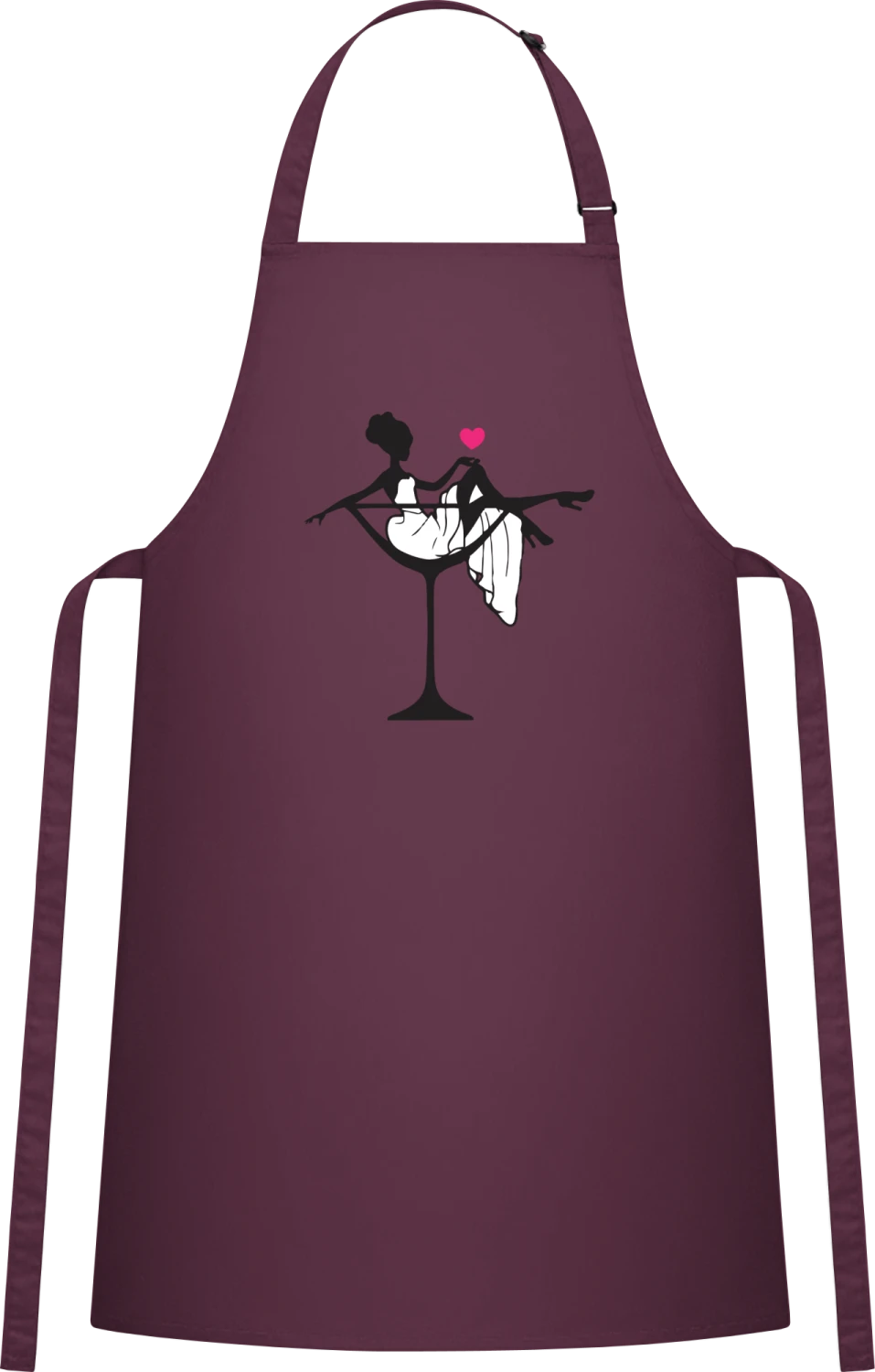 Bride In Martini Glass - Aubergine Cotton Bib Apron - Front