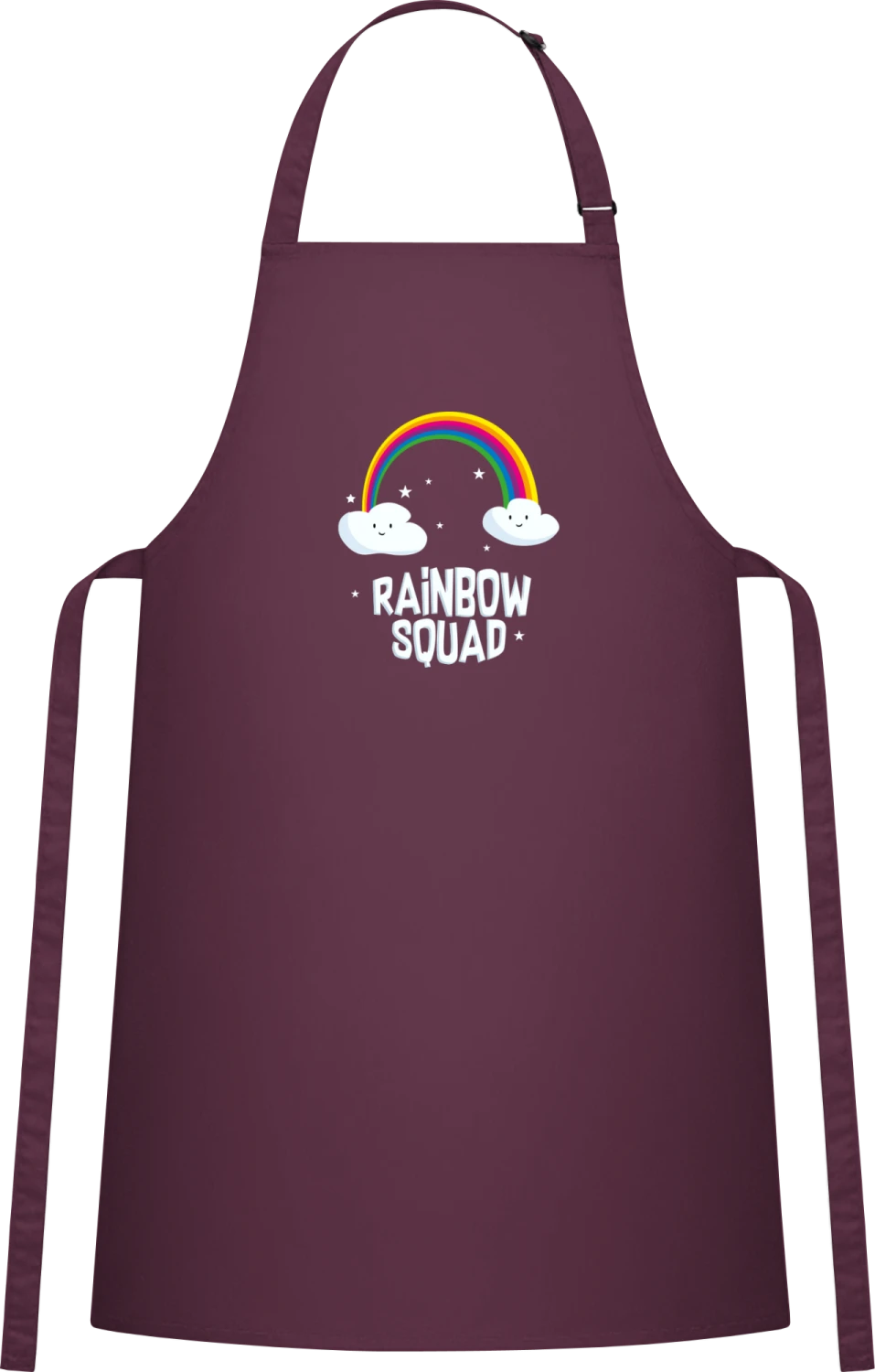 Rainbow Squad - Aubergine Cotton Bib Apron - Front