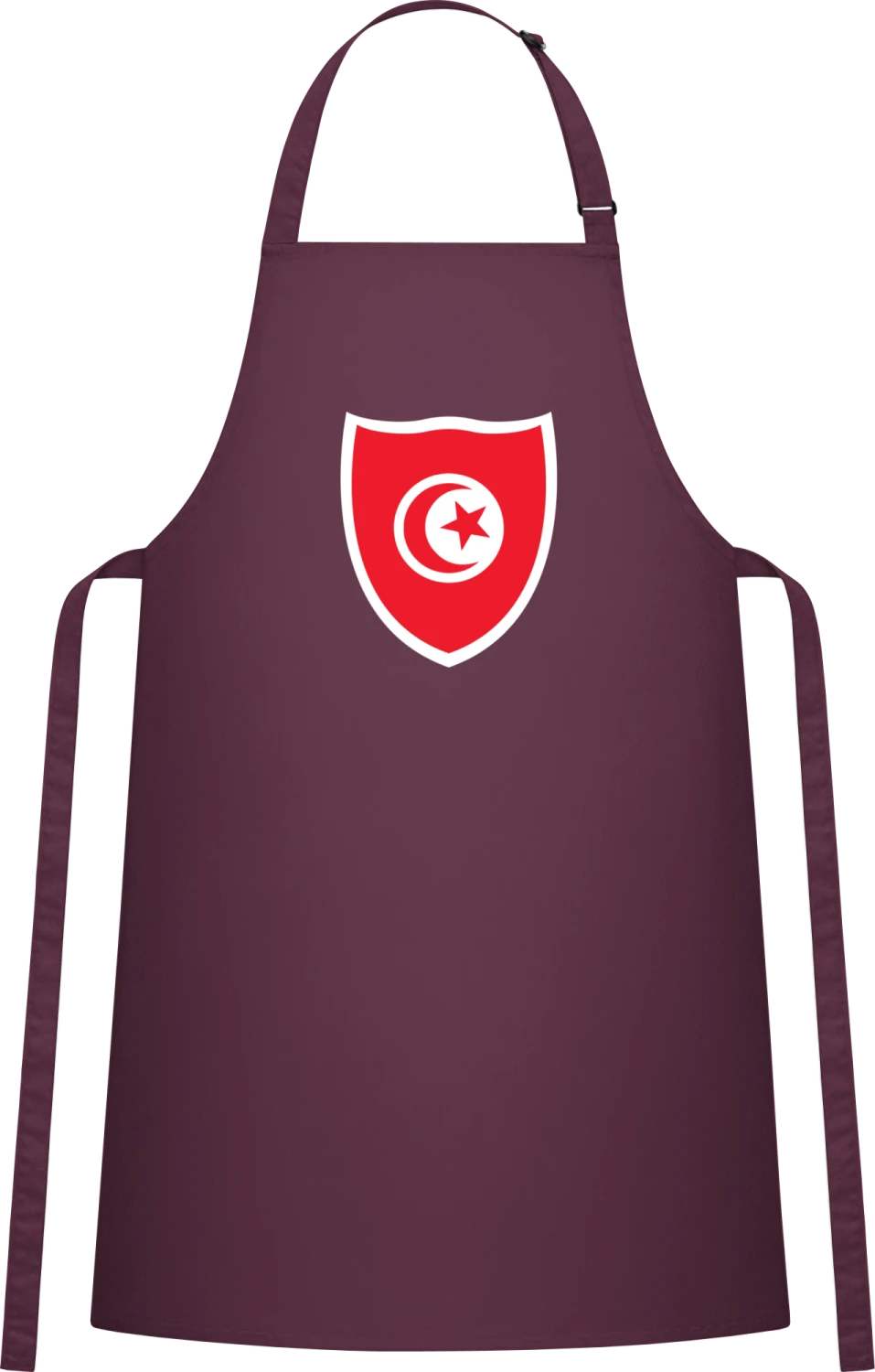 Tunisia Flag Shield - Aubergine Cotton Bib Apron - Front