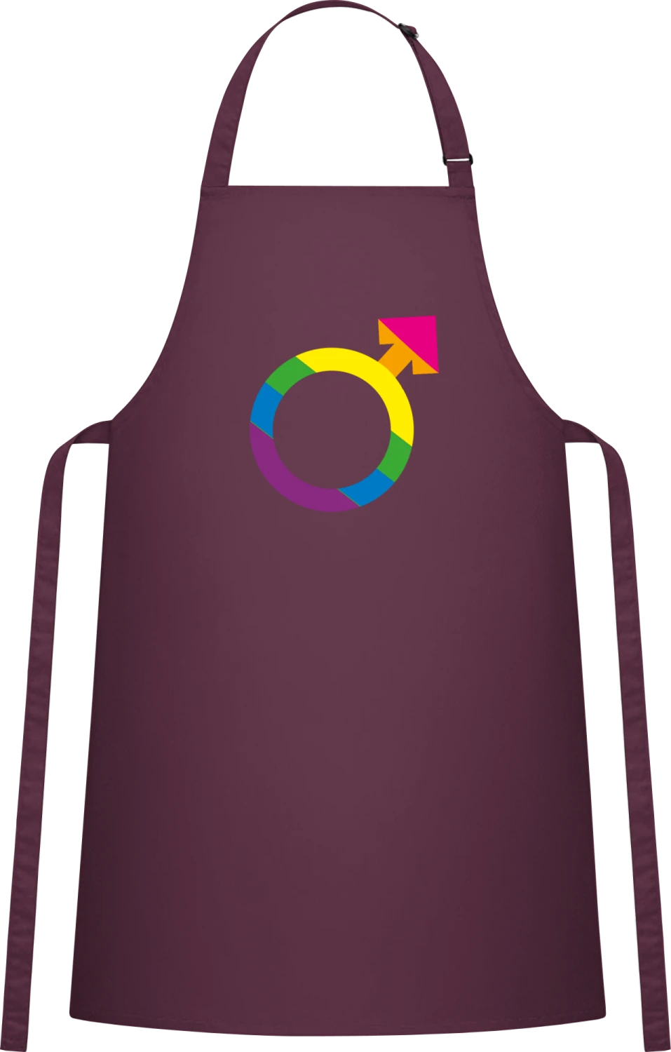 Man Symbol Rainbow - Aubergine Cotton Bib Apron - Front