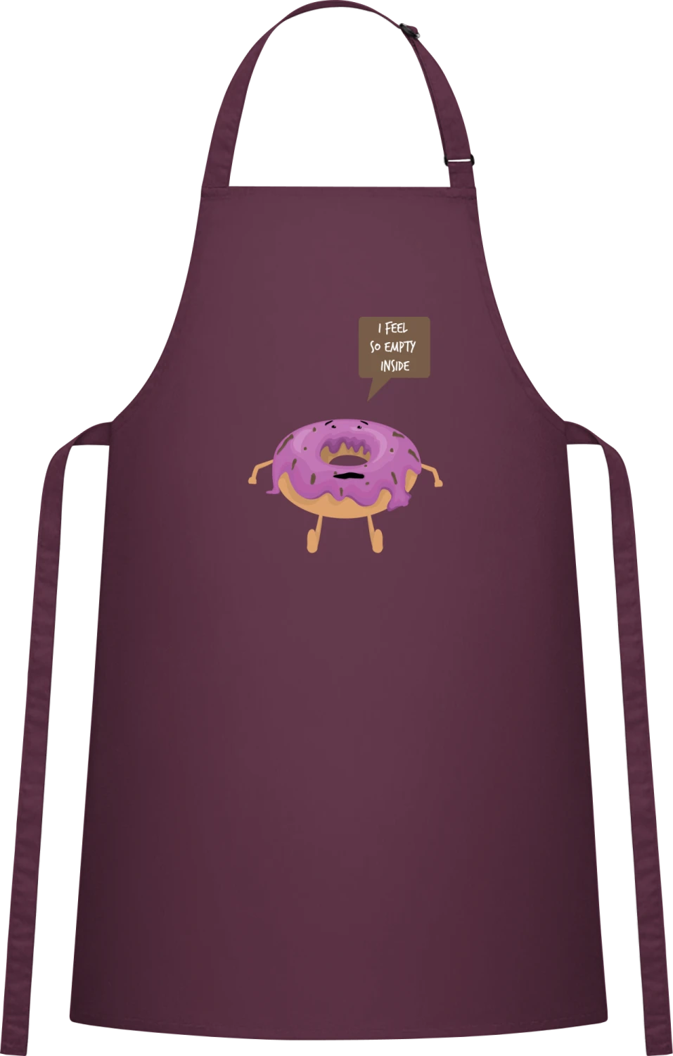 Donut Feels So Empty Inside - Aubergine Cotton Bib Apron - Front