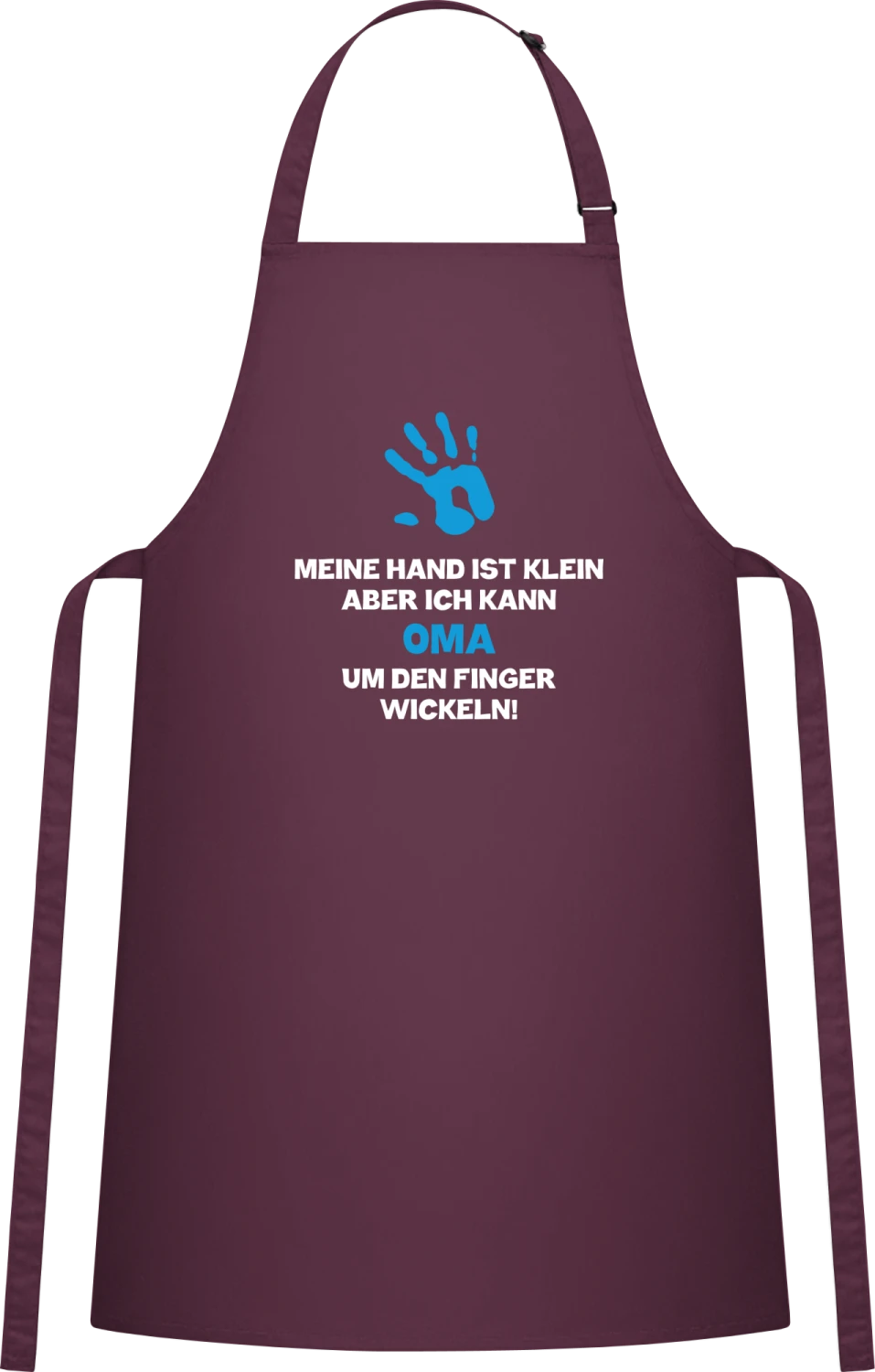 Meine Hand ist klein, aber ich kann Oma... - Aubergine Cotton Bib Apron - Front