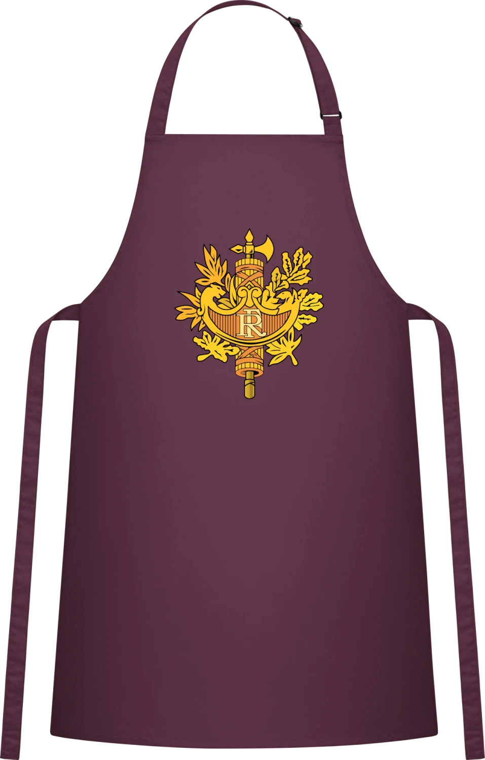 France Coat of Arms - Aubergine Cotton Bib Apron - Front