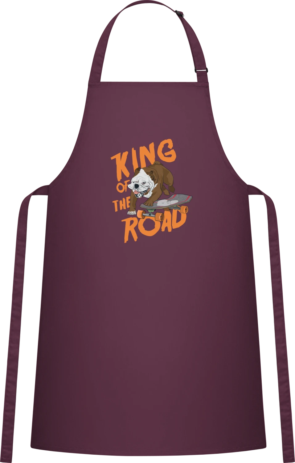 Bulldog King Of The Road - Aubergine Cotton Bib Apron - Front