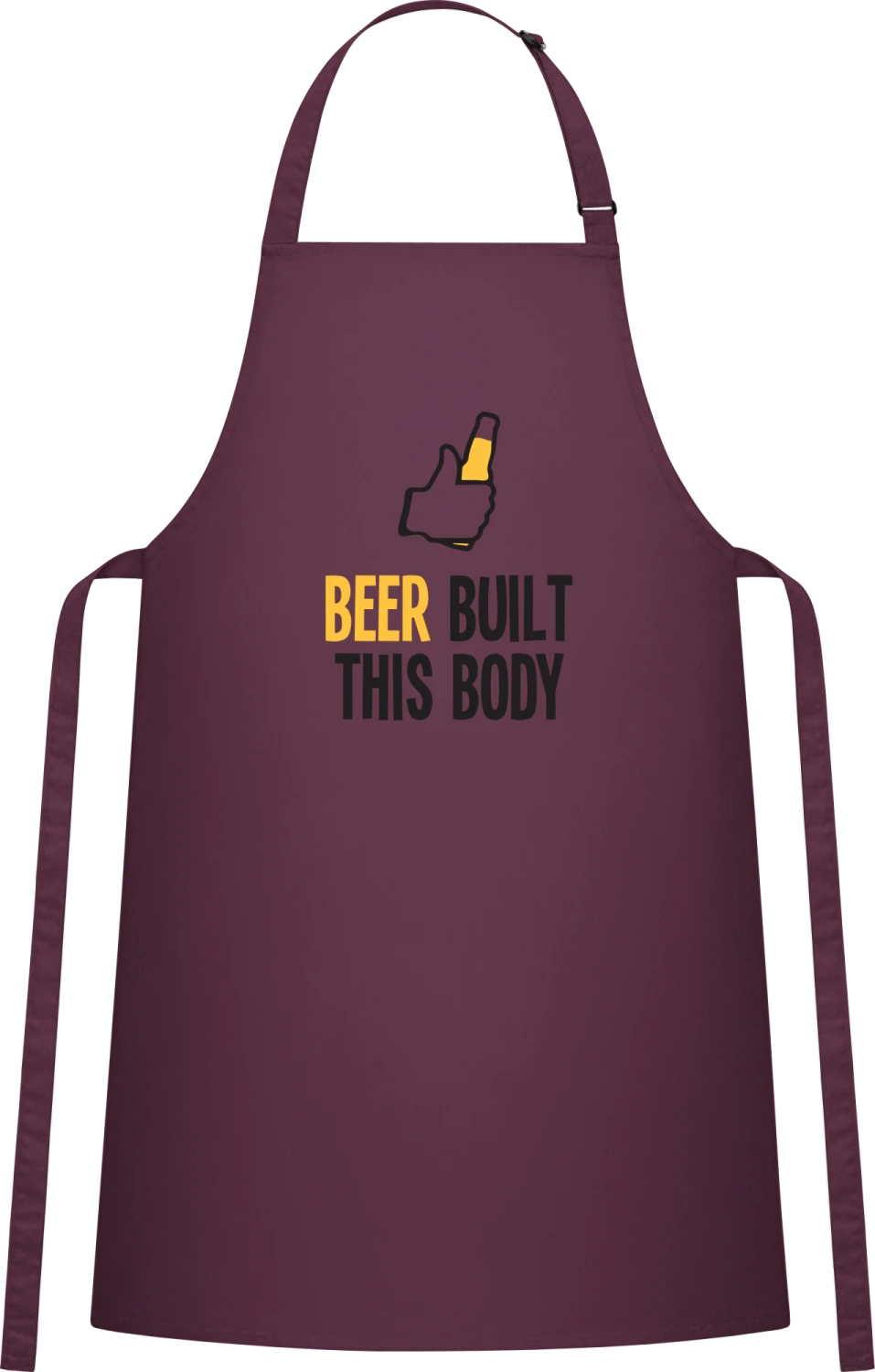 Beer Built This Body - Aubergine Cotton Bib Apron - Front