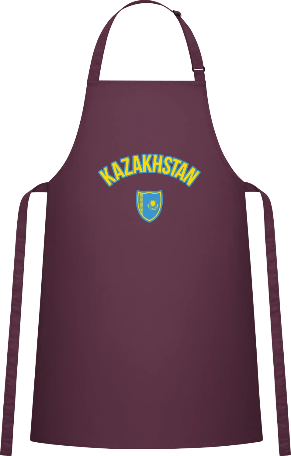 KAZAKHSTAN Fan - Aubergine Cotton Bib Apron - Front