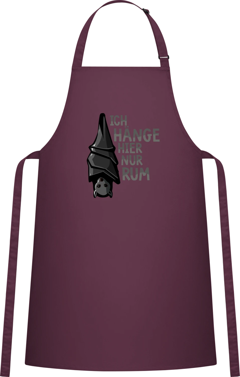 Ich Hänge hier nur rum - Aubergine Cotton Bib Apron - Front