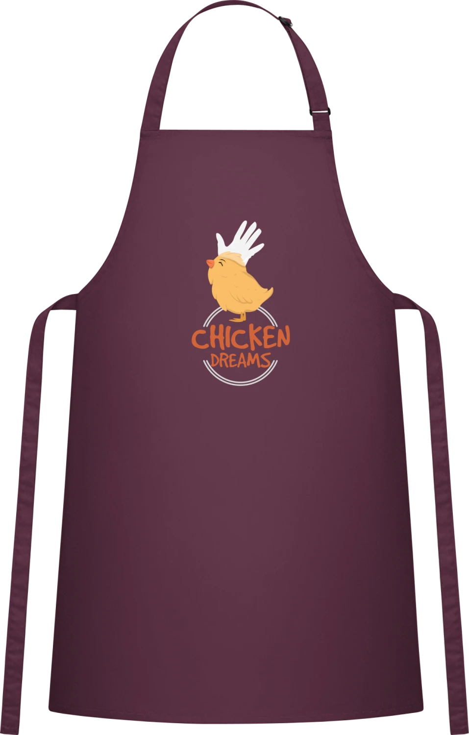 Chicken Dreams - Aubergine Cotton Bib Apron - Front