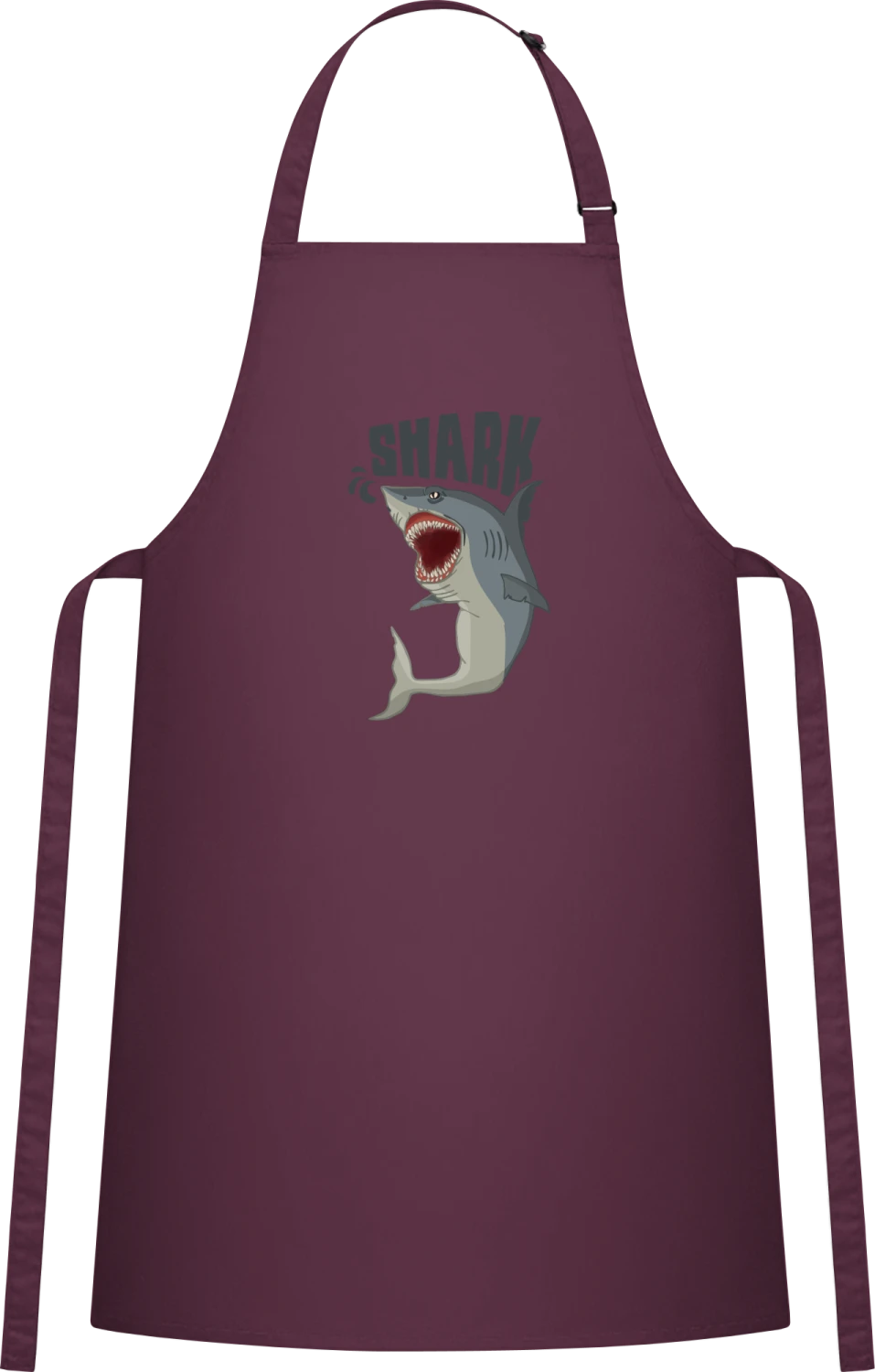 Shark Comic - Aubergine Cotton Bib Apron - Front