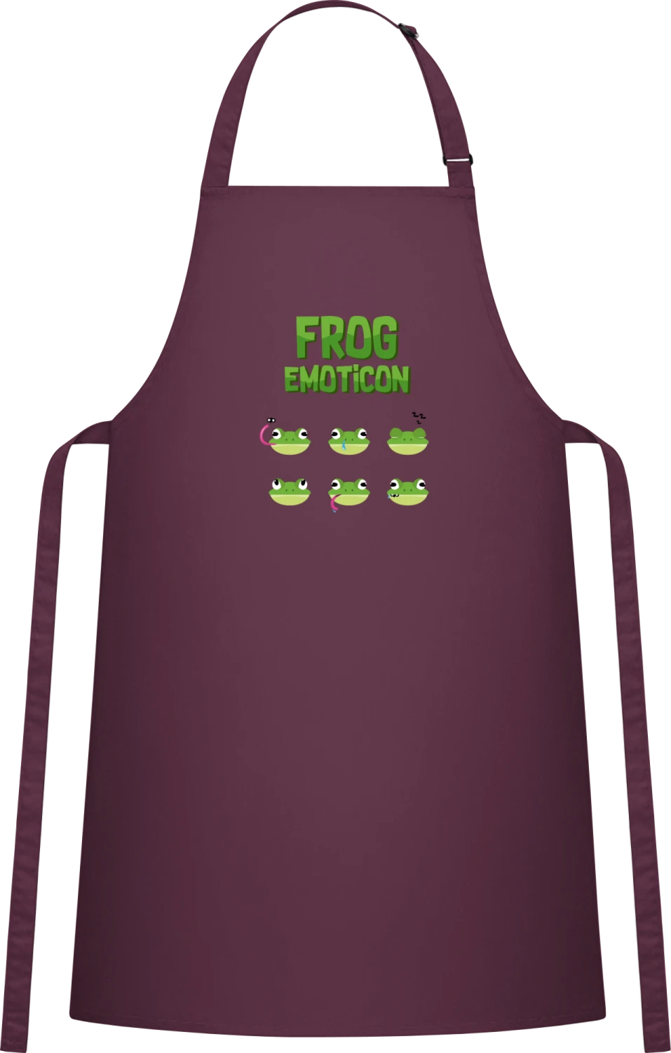 Frog Emoticons - Aubergine Cotton Bib Apron - Front