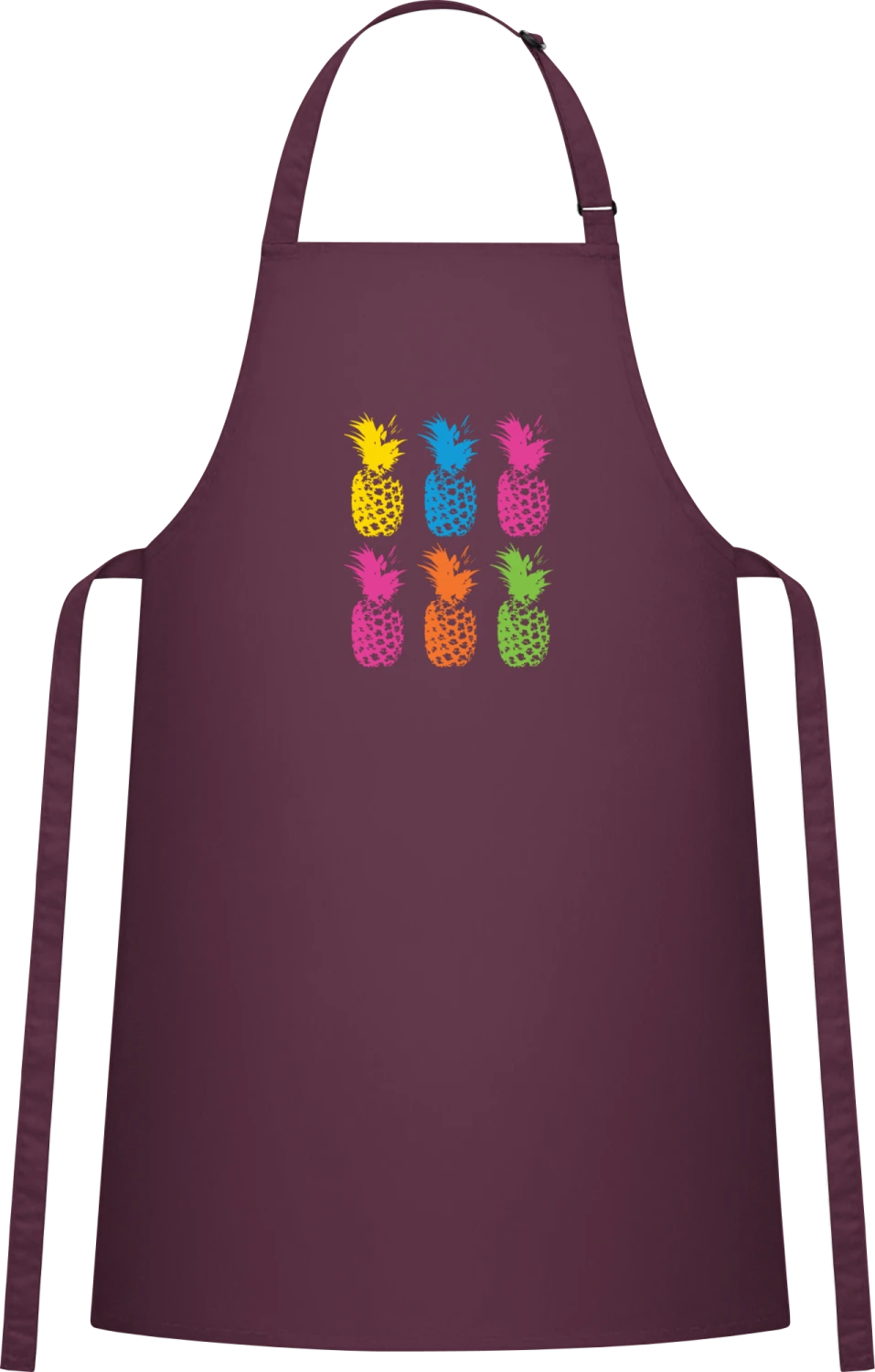 Retro Pineapple - Aubergine Cotton Bib Apron - Front