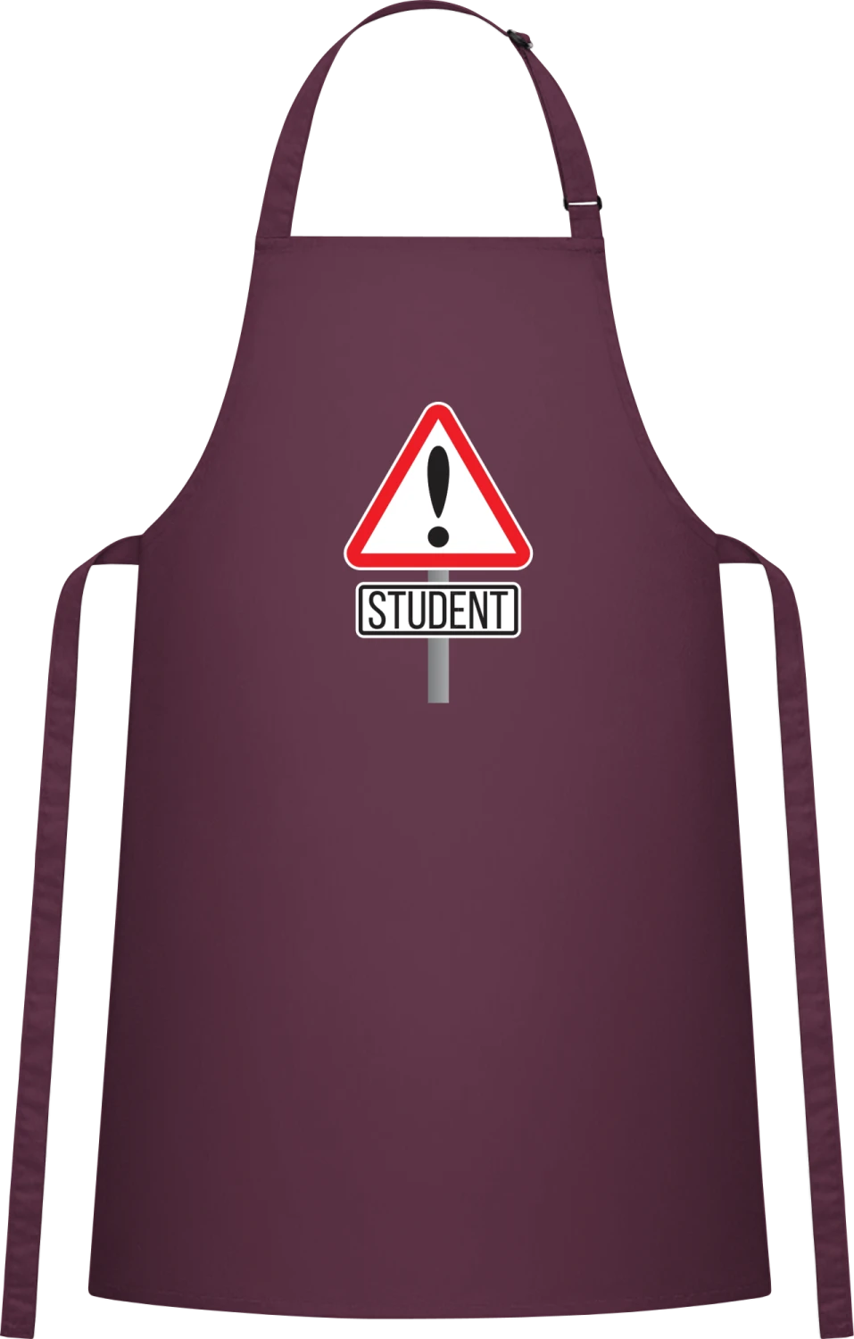 Danger! Student - Aubergine Cotton Bib Apron - Front