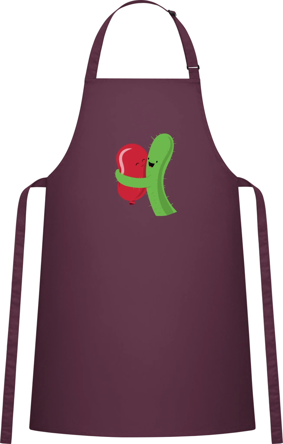 Cactus Hug Balloon - Aubergine Cotton Bib Apron - Front