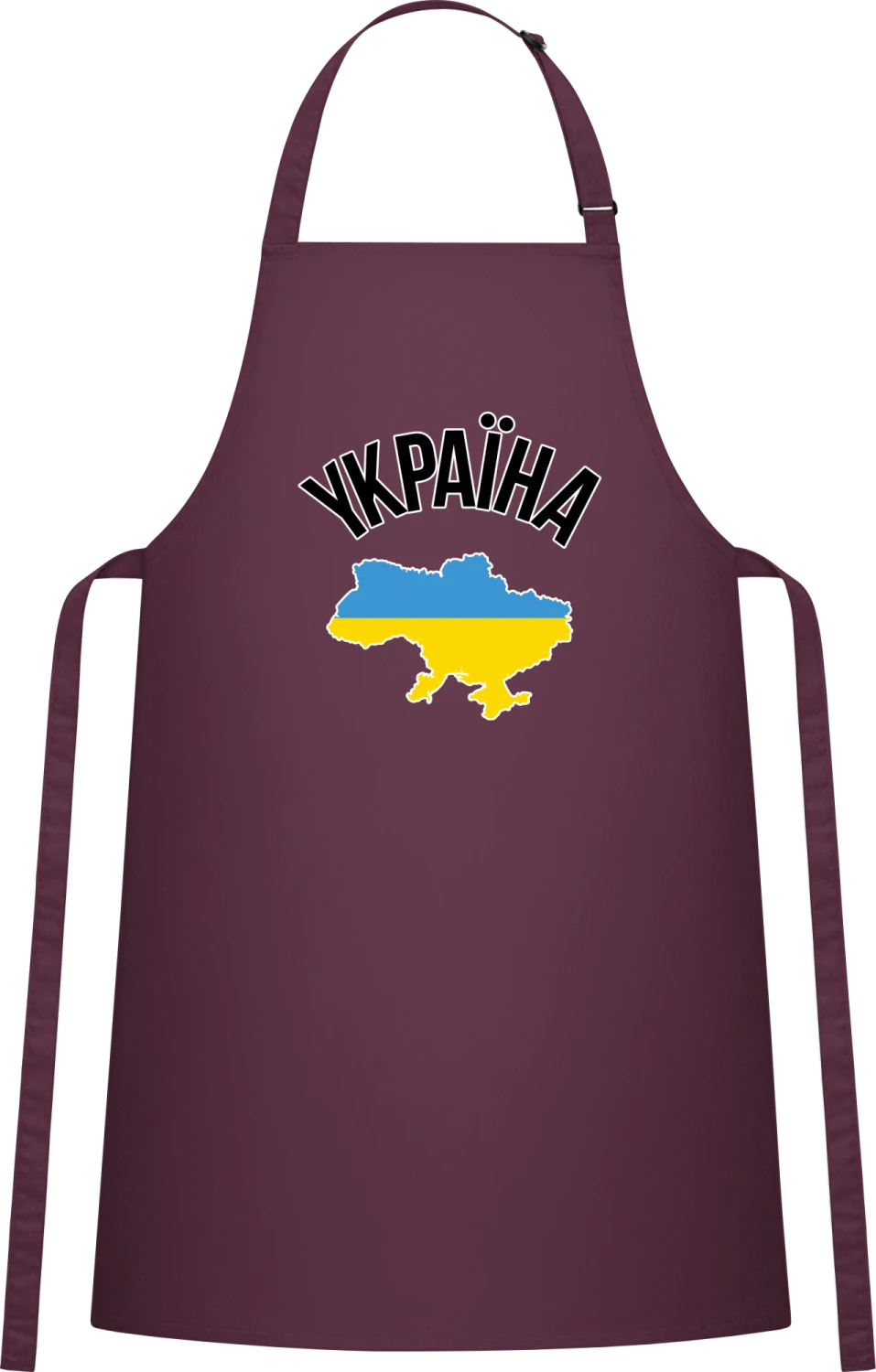 Ukraine - Aubergine Cotton Bib Apron - Front