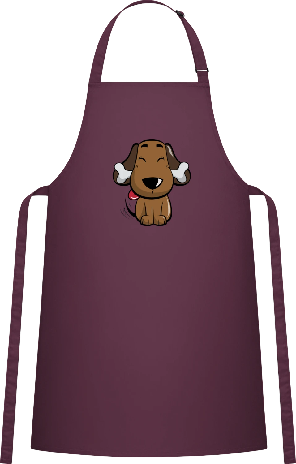 Doggy With Bone - Aubergine Cotton Bib Apron - Front