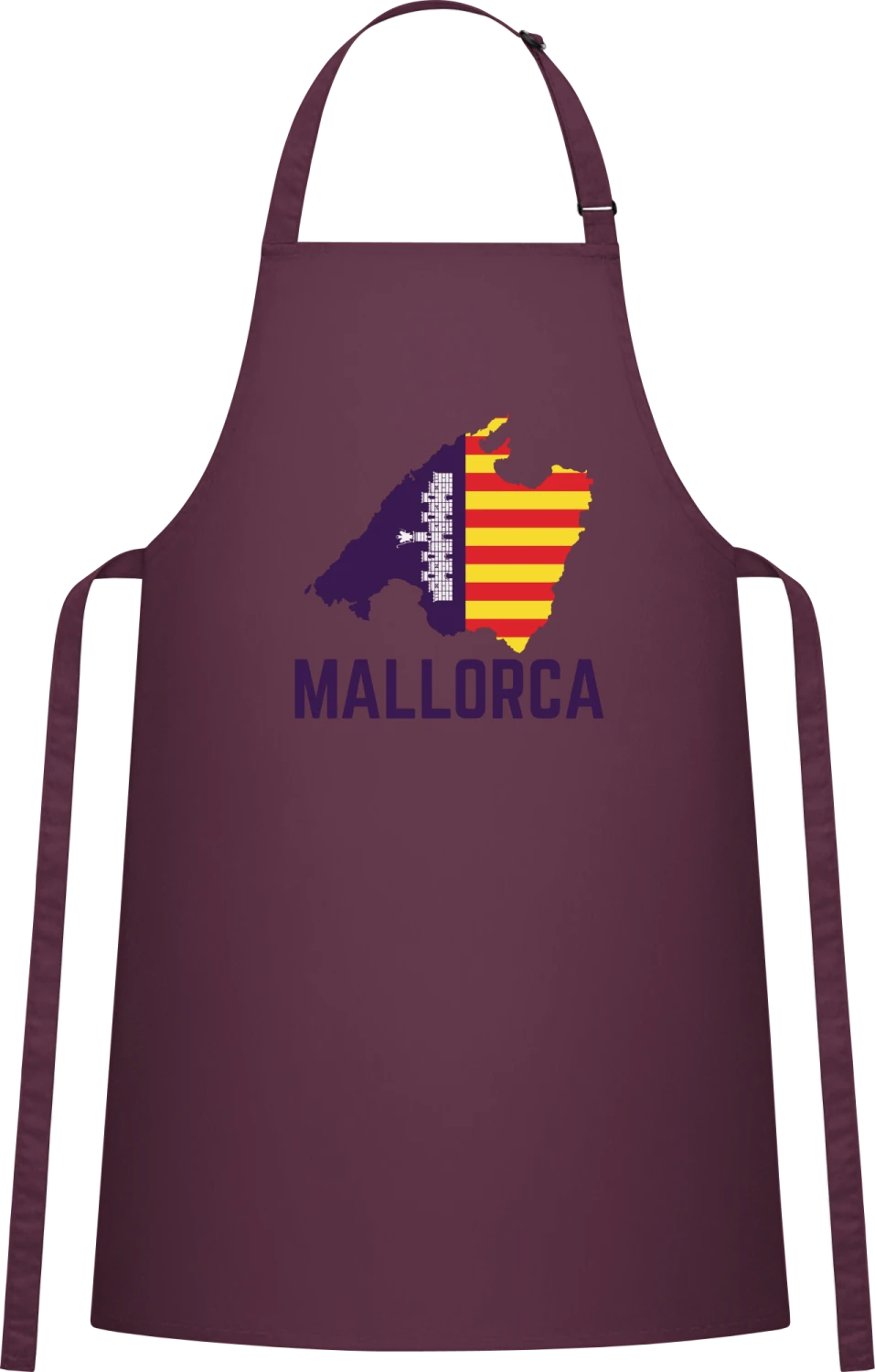 Mallorca Map - Aubergine Cotton Bib Apron - Front