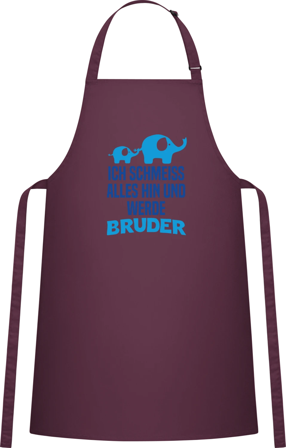 Ich schmeiss alles hin und werde Bruder - Aubergine Cotton Bib Apron - Front