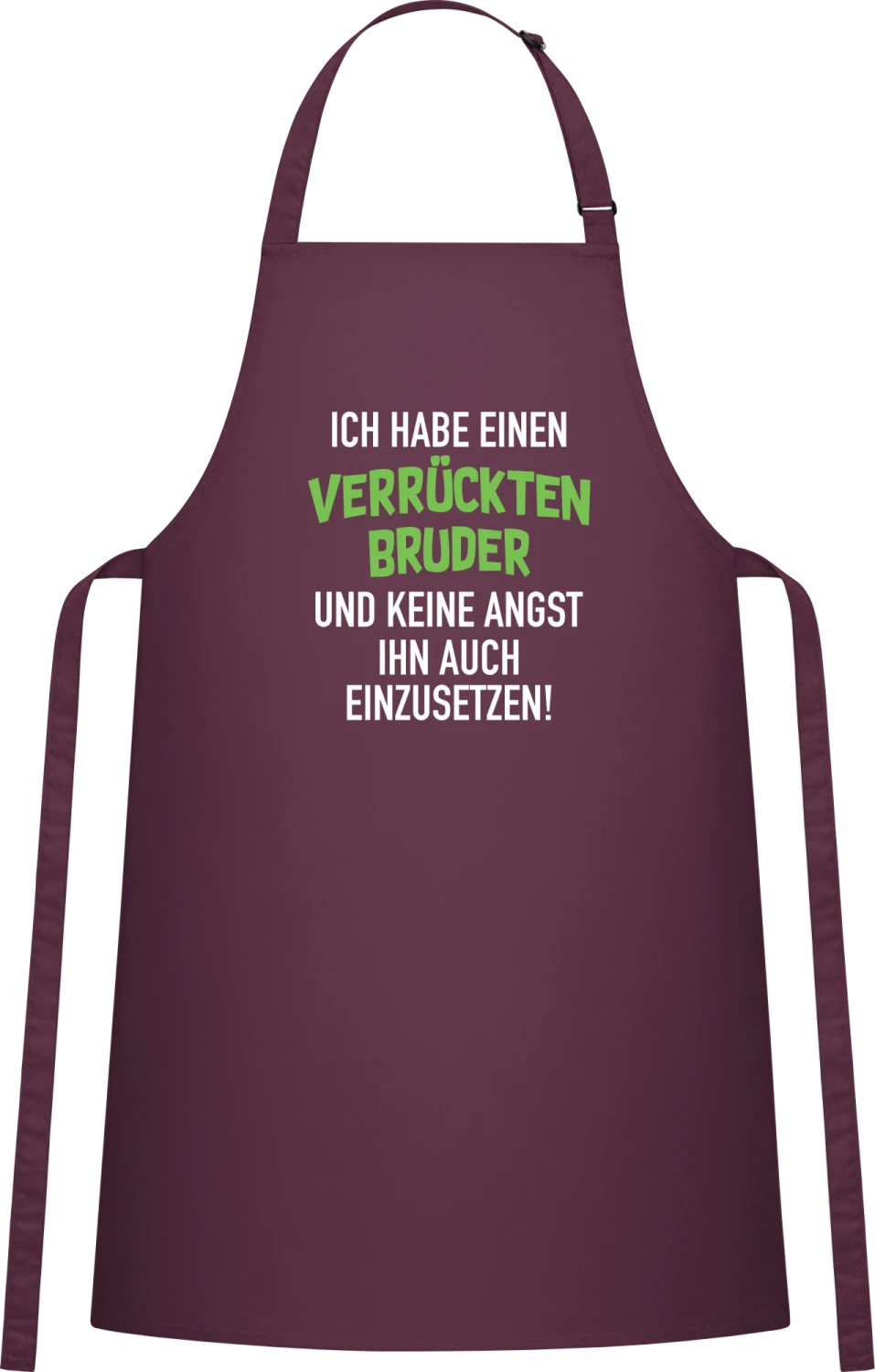 Ich habe einen verrückten Bruder - Aubergine Cotton Bib Apron - Front