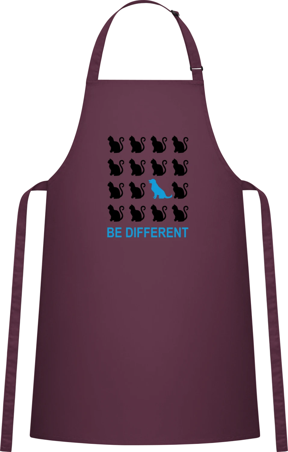 Be Different Dog And Cat - Aubergine Cotton Bib Apron - Front