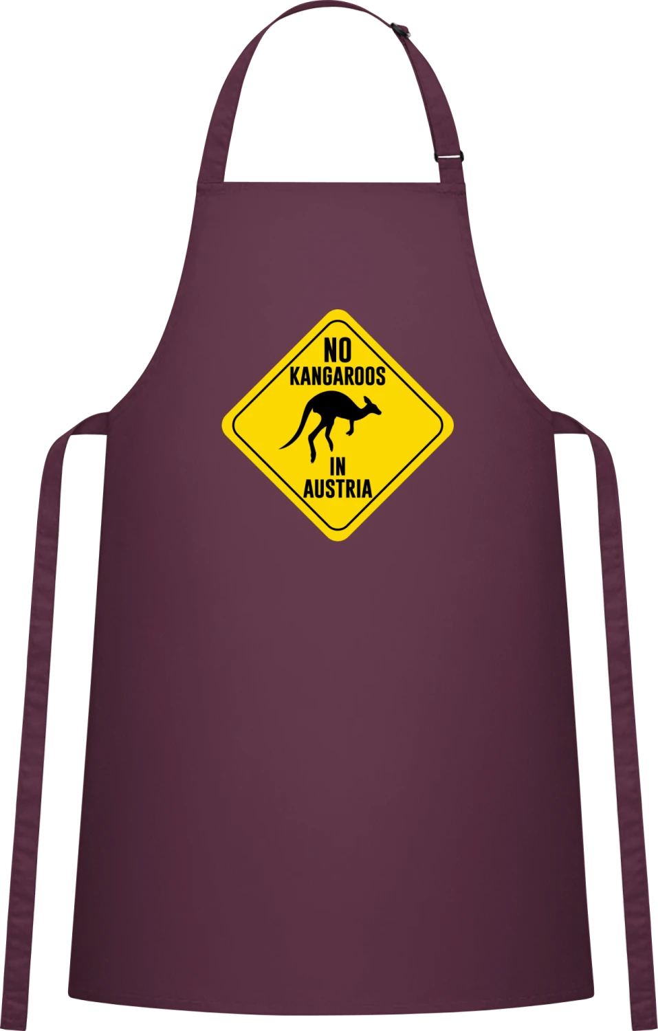 No Kangaroos In Austria Street Sign - Aubergine Cotton Bib Apron - Front