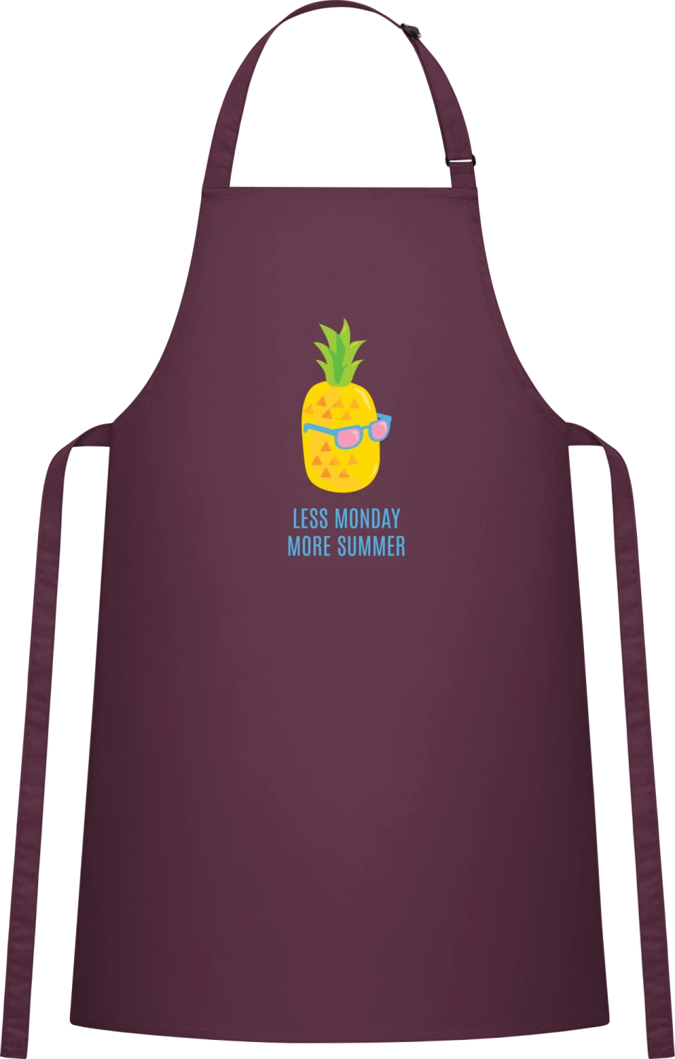 Less Monday More Summer Pineapple - Aubergine Cotton Bib Apron - Front