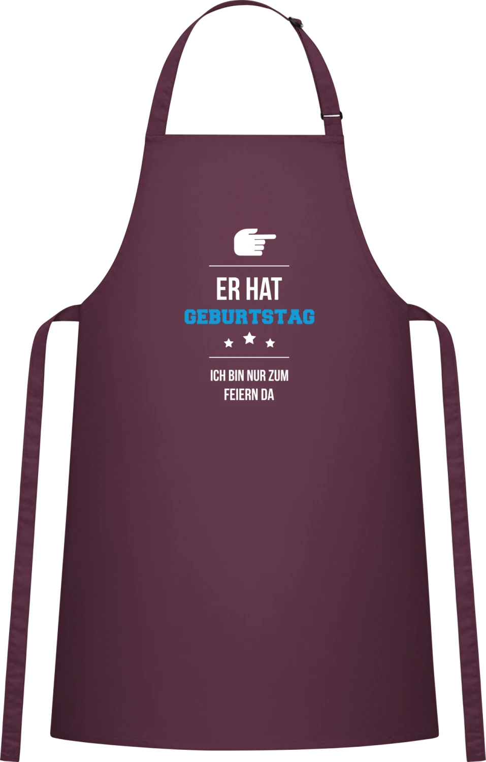 Er hat Geburtstag ich bin zum feiern da - Aubergine Cotton Bib Apron - Front