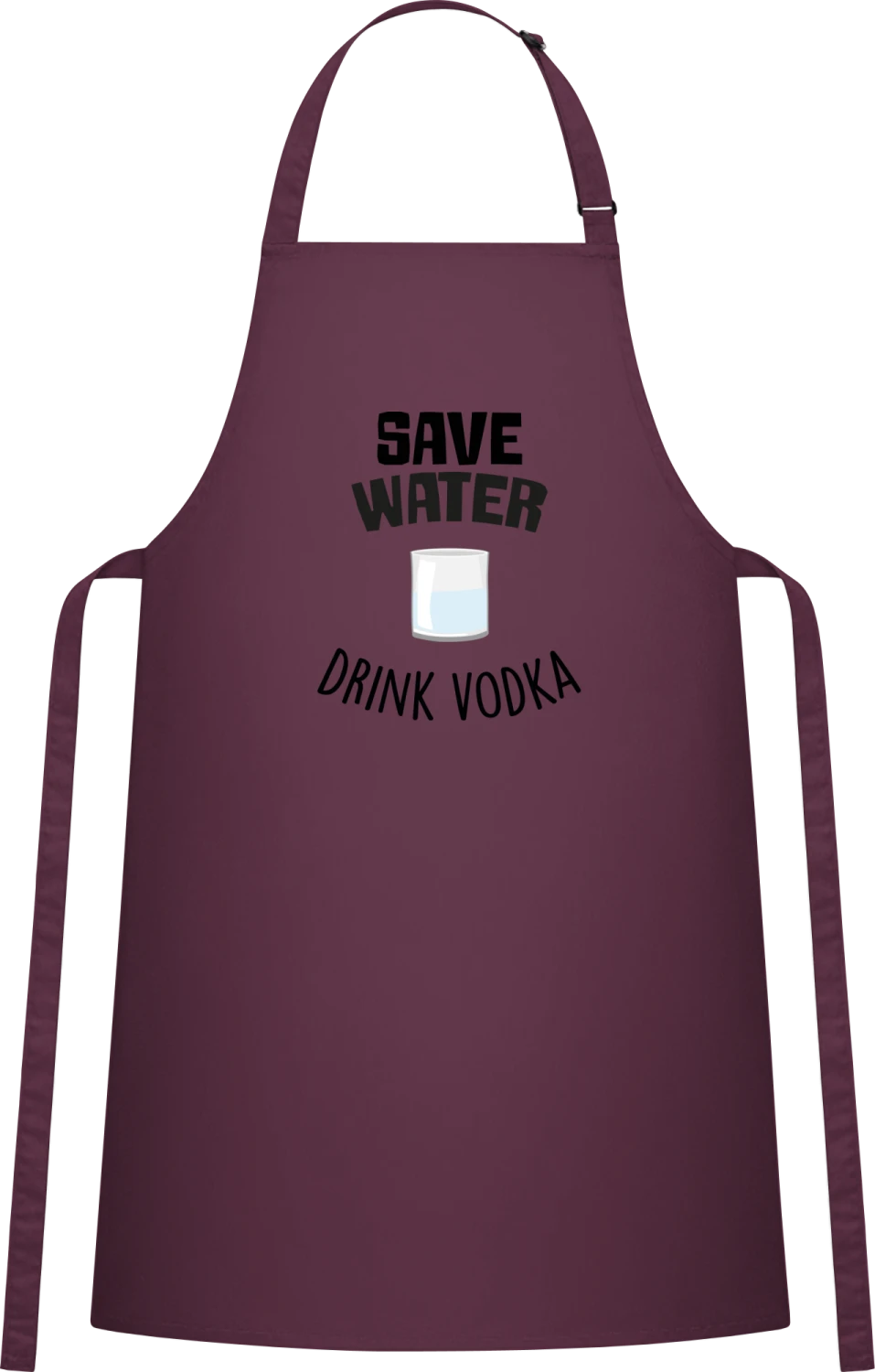 Save Water And Drink Vodka - Aubergine Cotton Bib Apron - Front