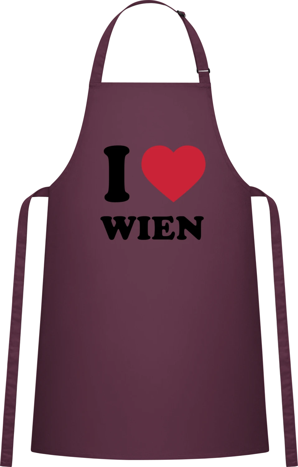 I Love Wien - Aubergine Cotton Bib Apron - Front