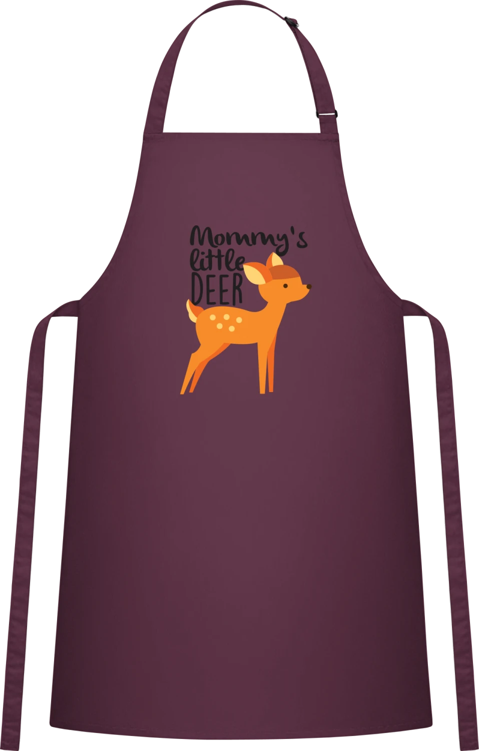 Mommy's Little Deer - Aubergine Cotton Bib Apron - Front