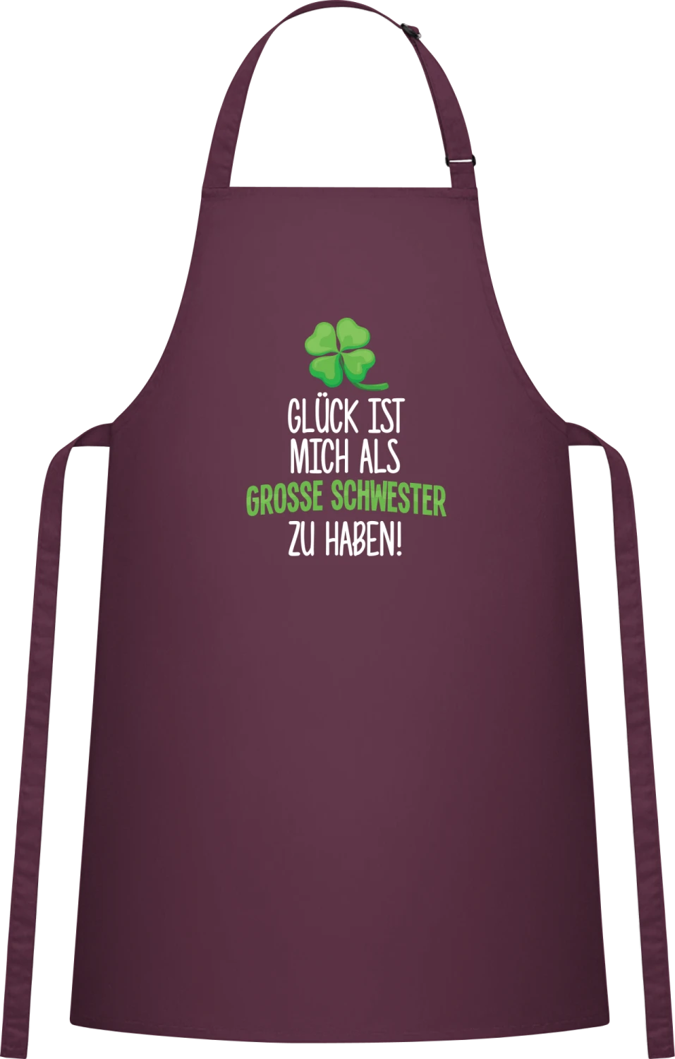 Glück ist, mich als grosse Schwester zu haben - Aubergine Cotton Bib Apron - Front