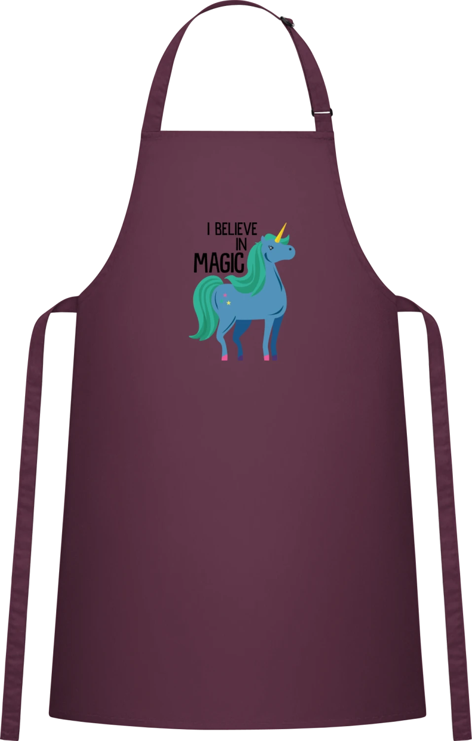 I Believe In Magic - Aubergine Cotton Bib Apron - Front