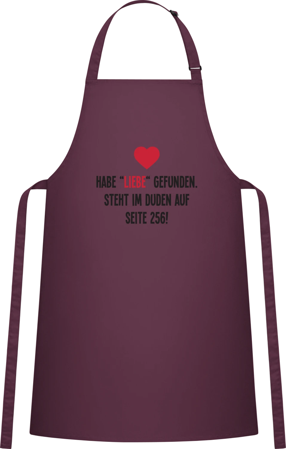 Habe Liebe gefunden - Aubergine Cotton Bib Apron - Front