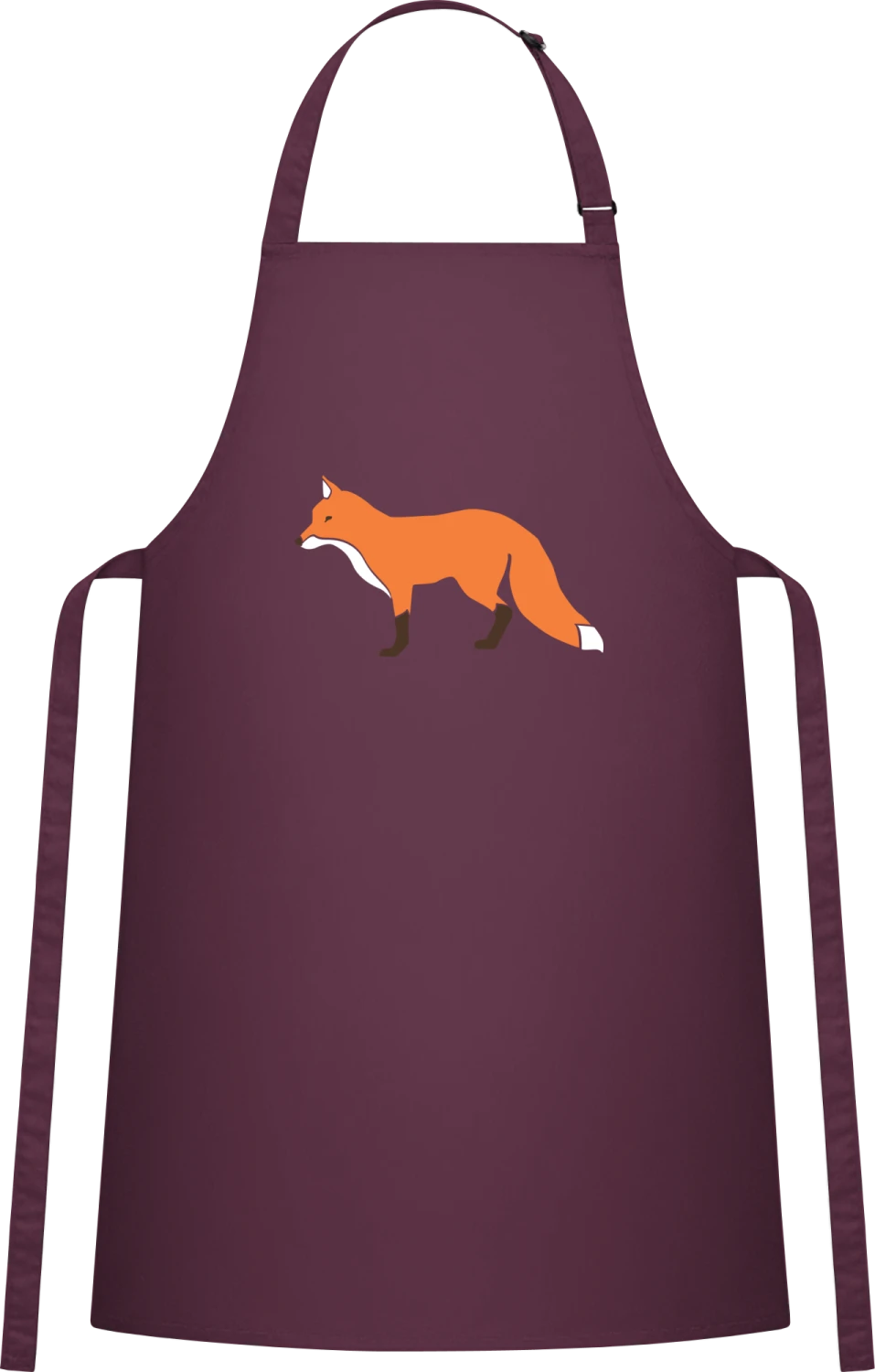 Fox Full Body - Aubergine Cotton Bib Apron - Front