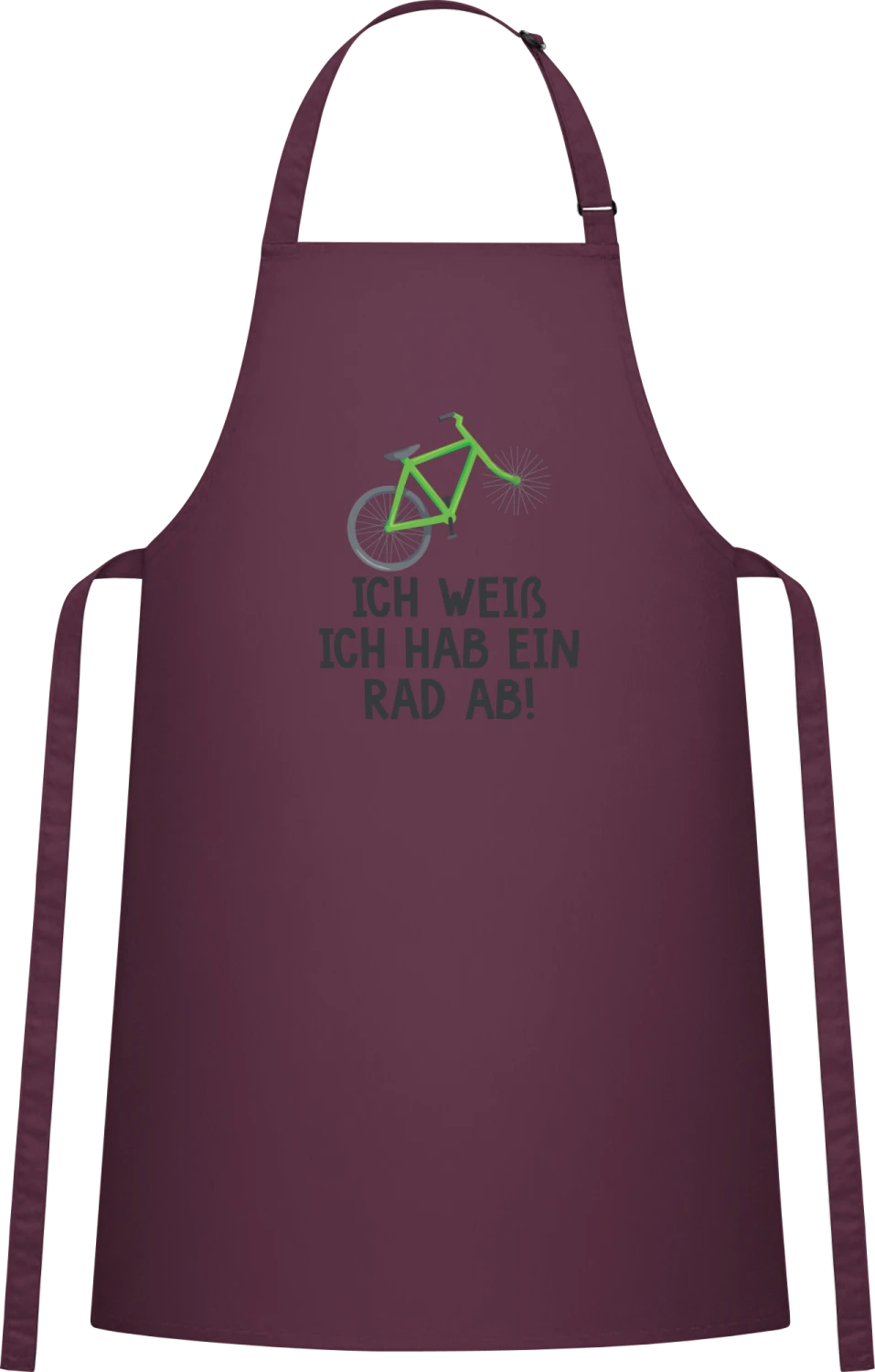 Ich hab ein Rad ab - Aubergine Cotton Bib Apron - Front