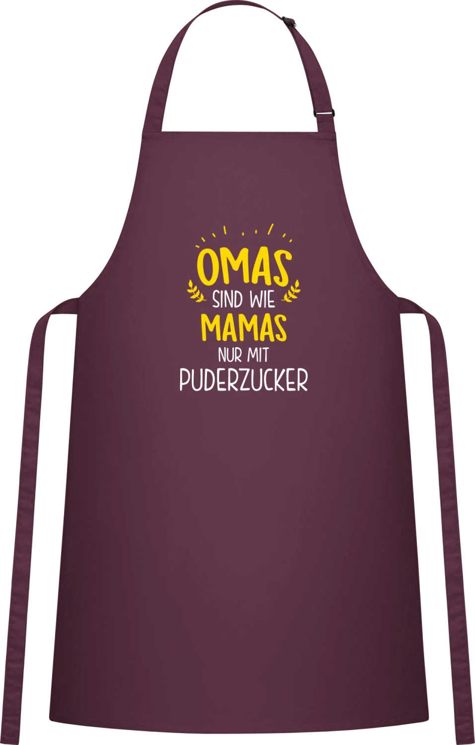 Omas sind wie Mamas nur mit Puderzucker - Aubergine Cotton Bib Apron - Front