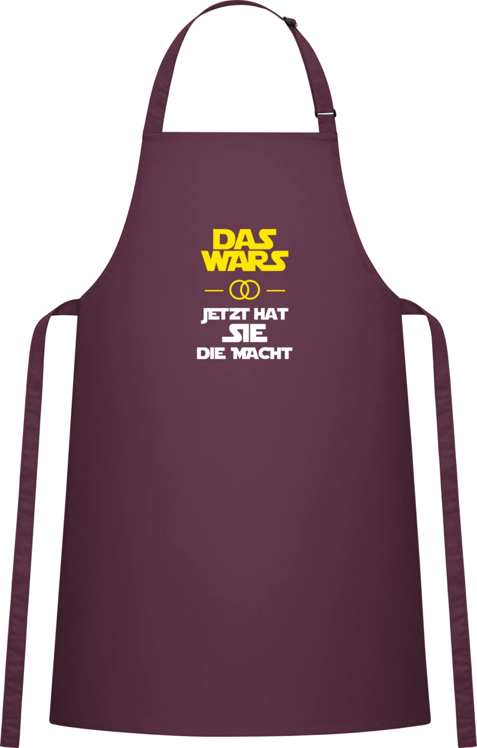 Das wars jetzt hat sie die Macht - Aubergine Cotton Bib Apron - Front