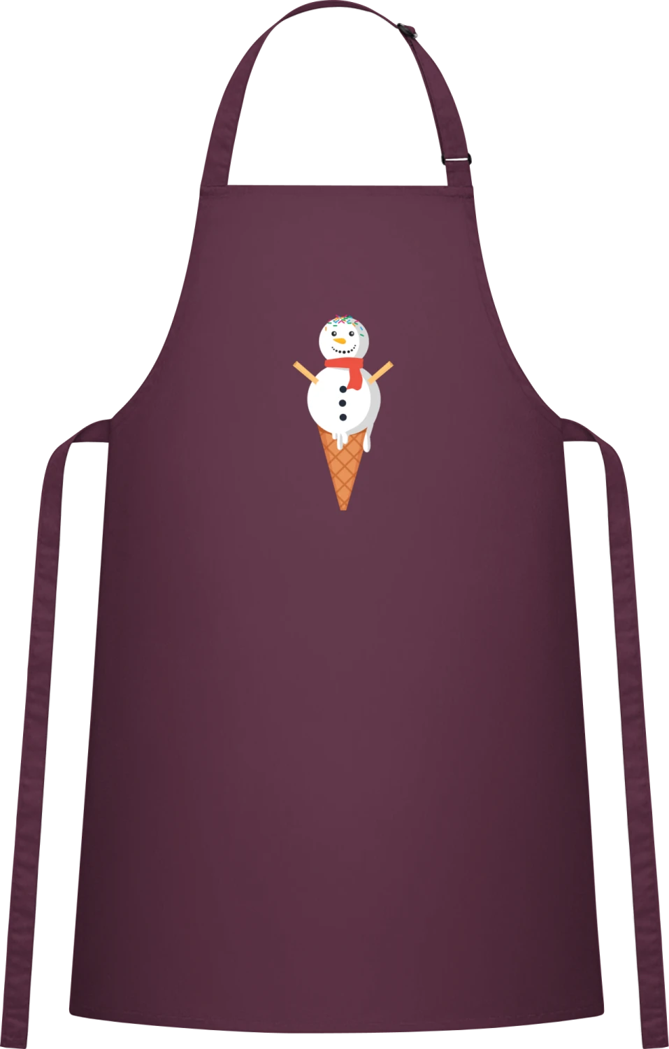 Snowman Ice - Aubergine Cotton Bib Apron - Front