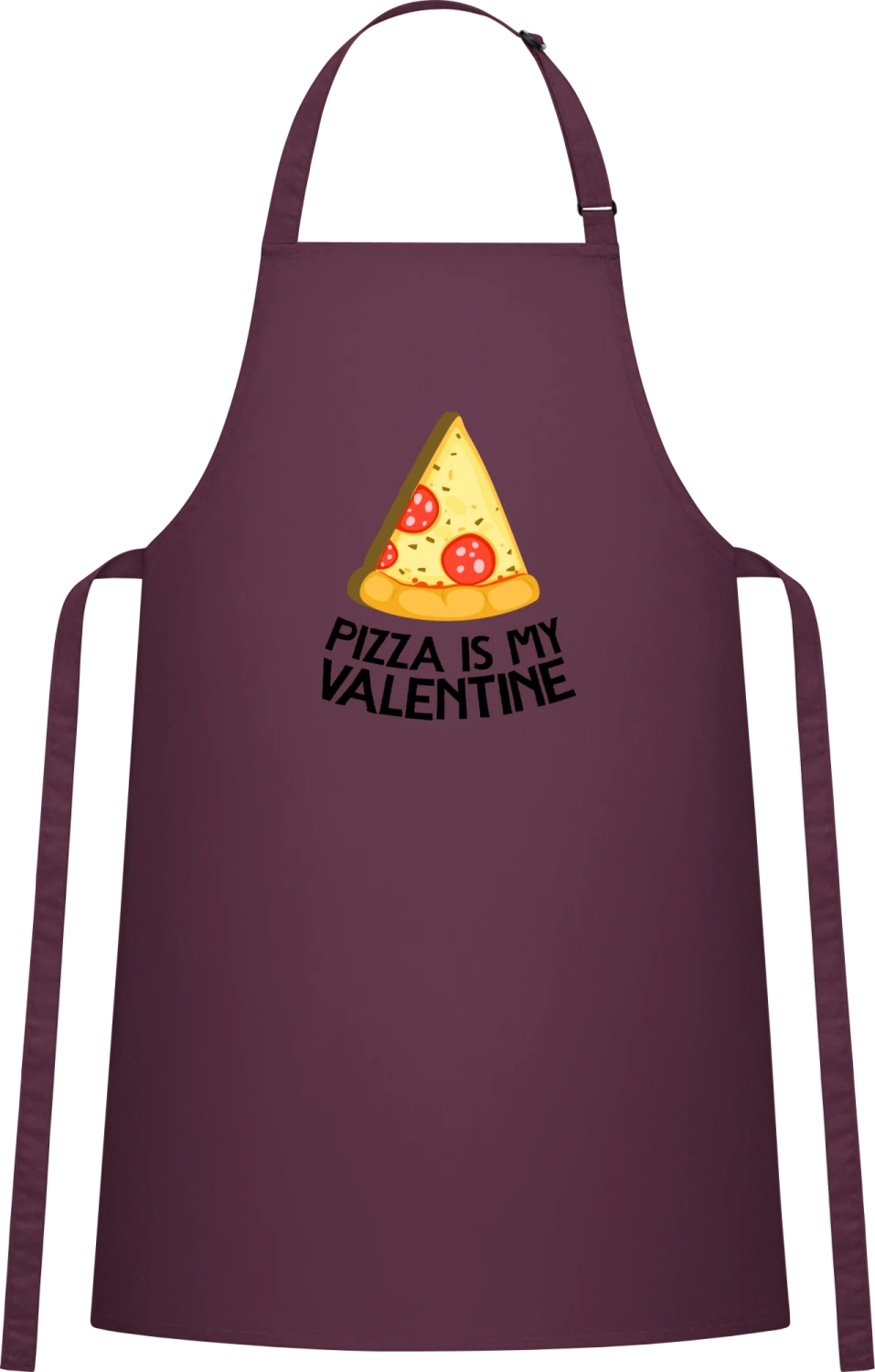 Pizza Is My Valentine Slice Of Pizza - Aubergine Cotton Bib Apron - Front