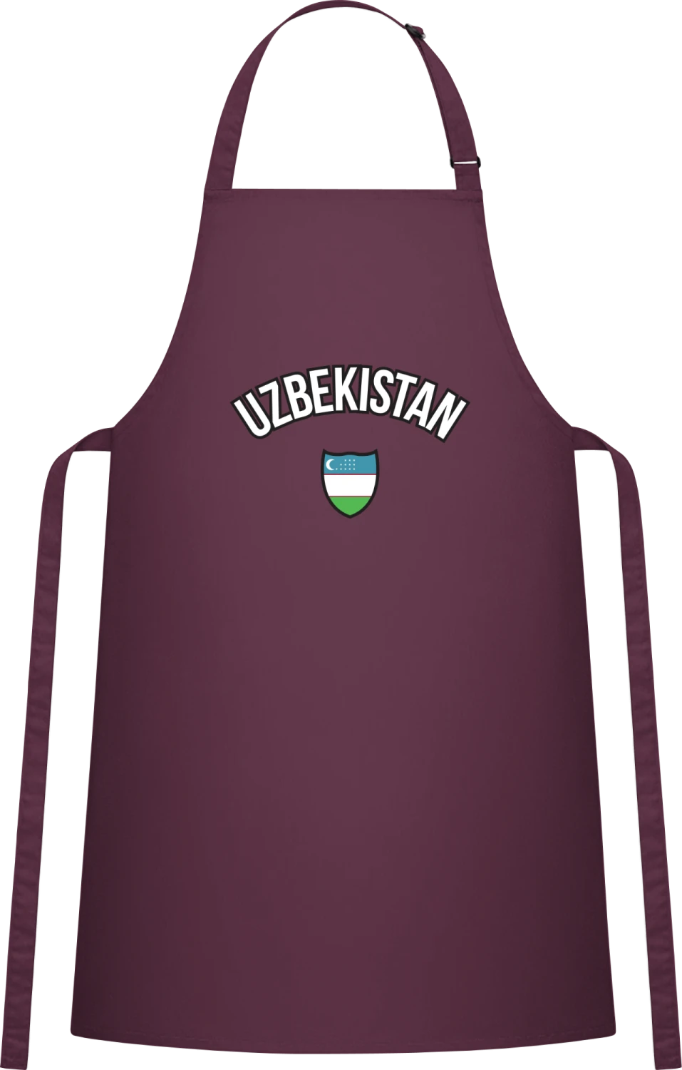 UZBEKISTAN Fan - Aubergine Cotton Bib Apron - Front