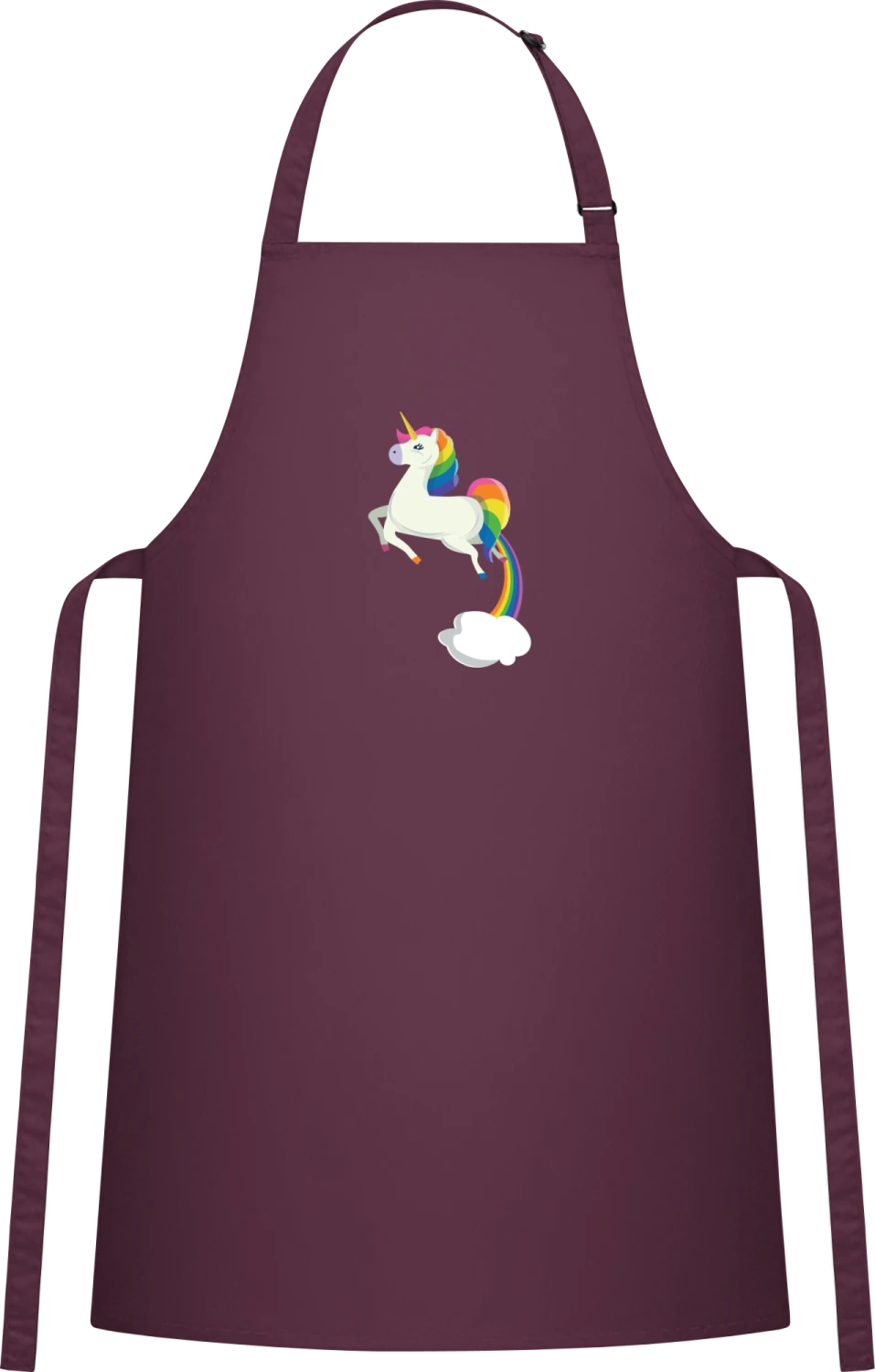 Unicorn Rainbow Cloud - Aubergine Cotton Bib Apron - Front