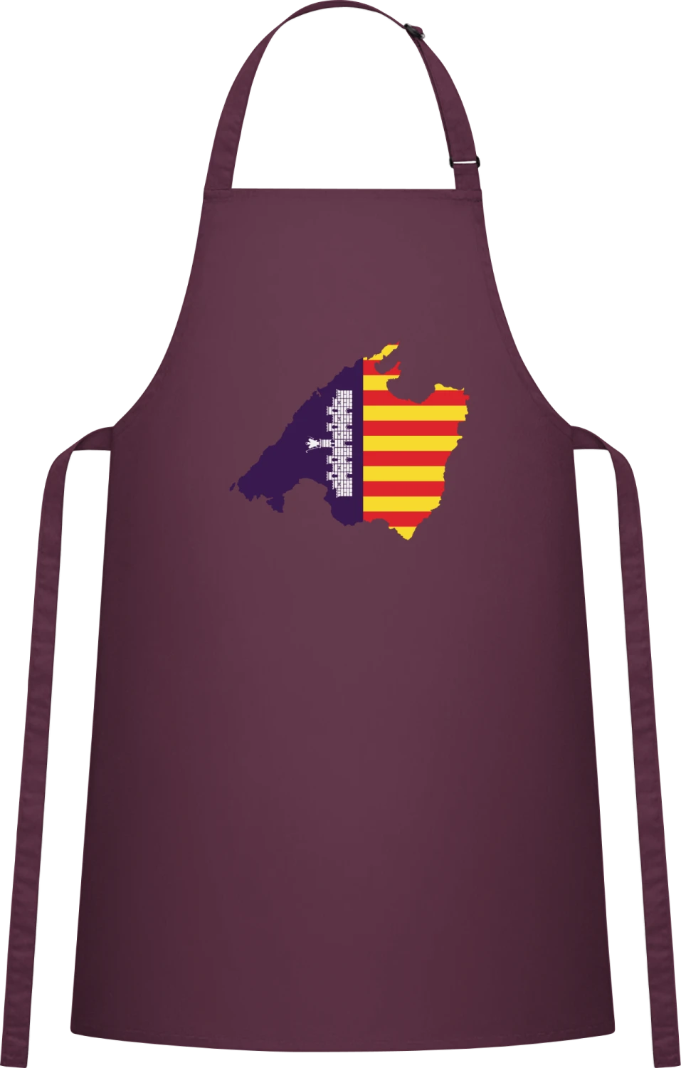 Mallorca Flag - Aubergine Cotton Bib Apron - Front