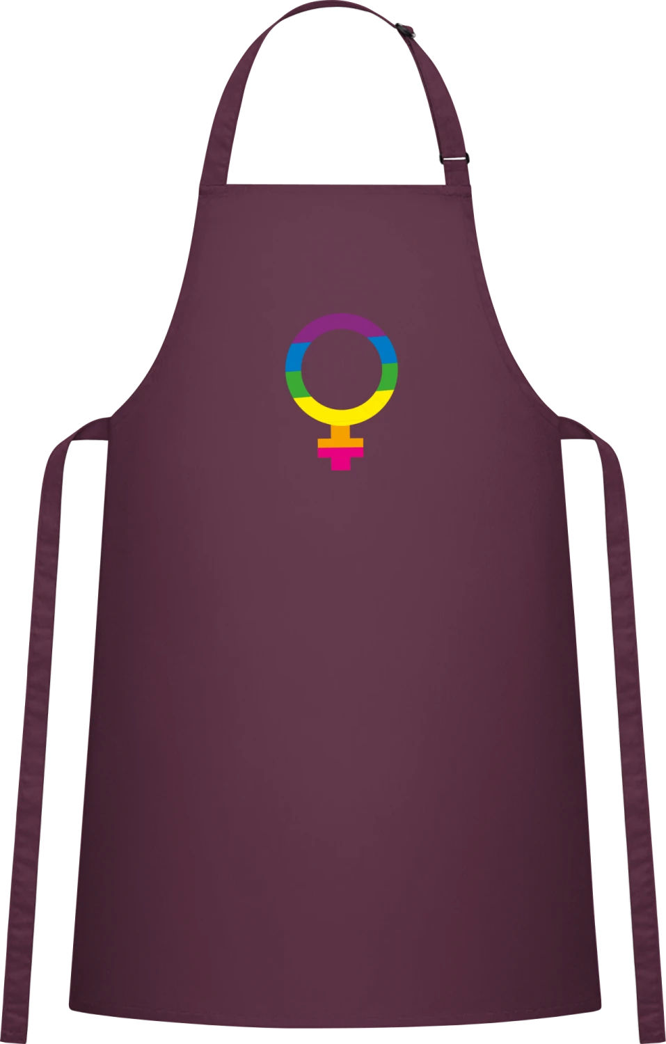 Woman Symbol Rainbow - Aubergine Cotton Bib Apron - Front