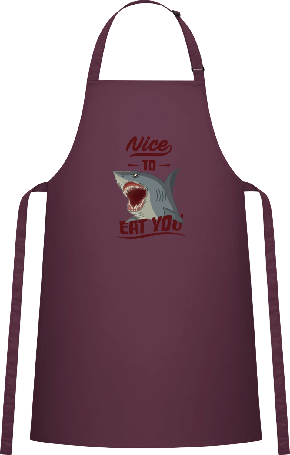 Nice To Eat You Shark - Aubergine Cotton Bib Apron - Front