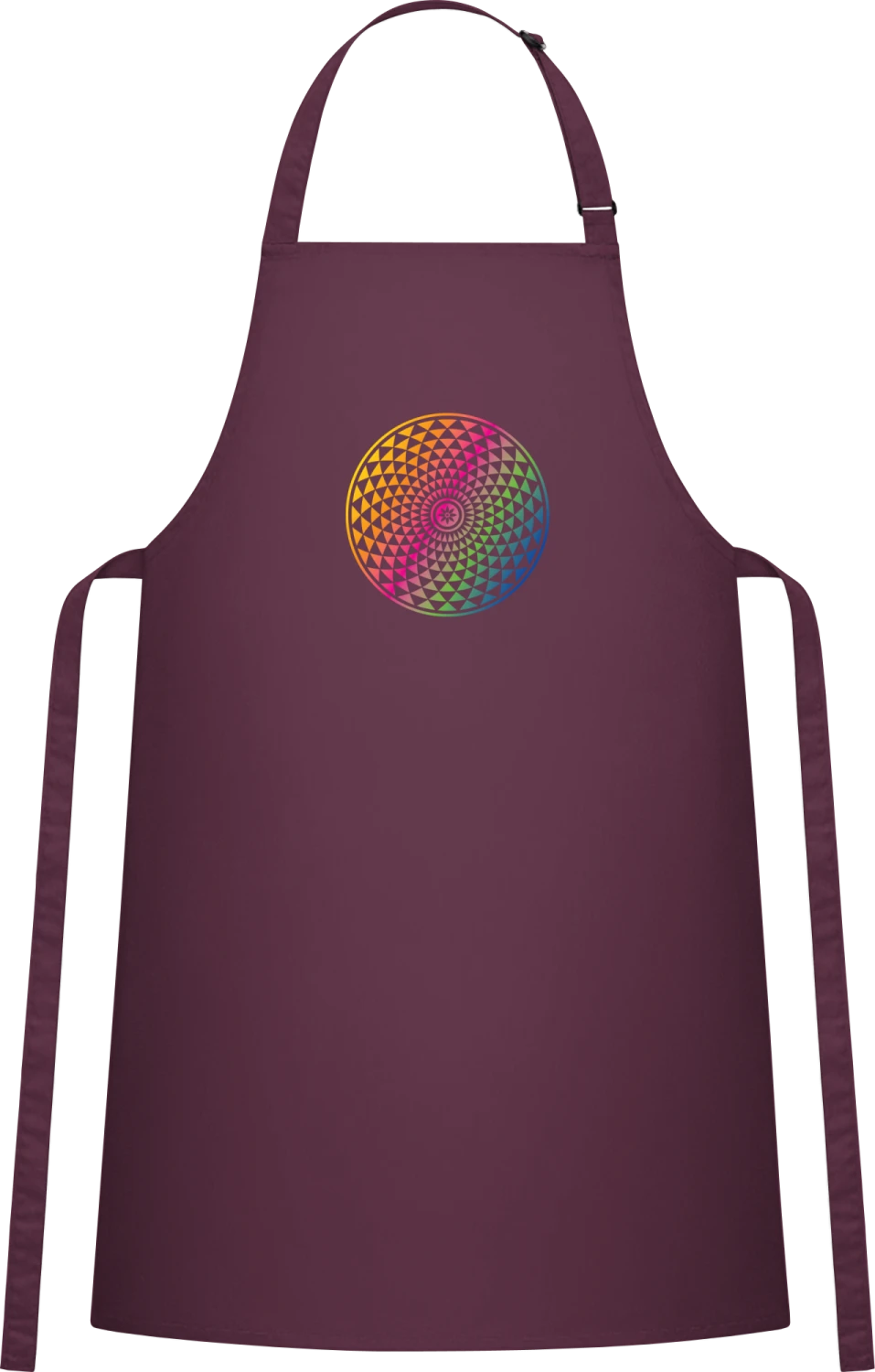 Mandala Illusion Colorful - Aubergine Cotton Bib Apron - Front