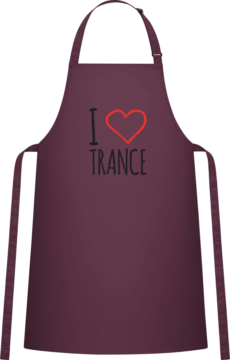 I Love Trance - Aubergine Cotton Bib Apron - Front