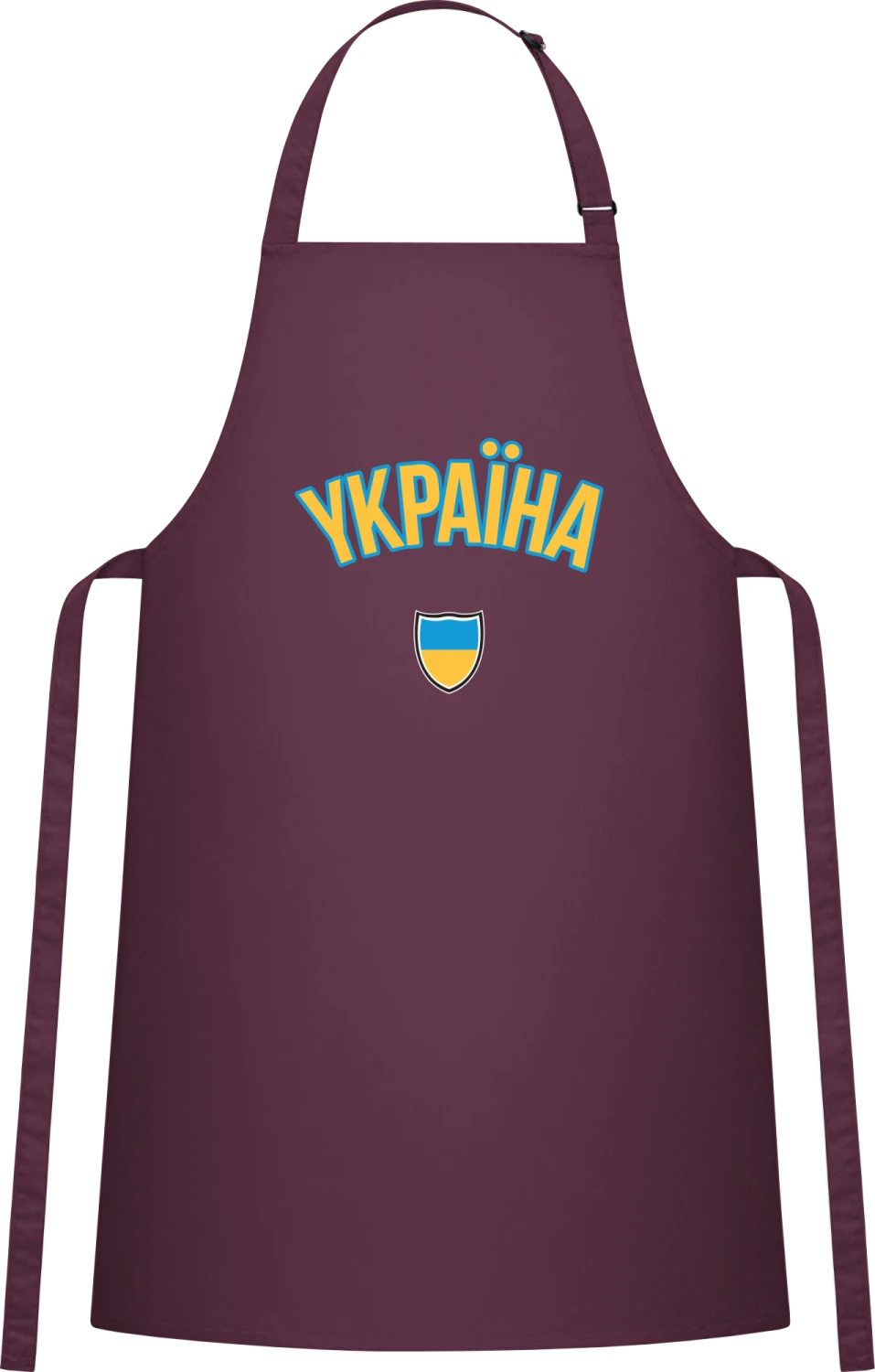 Ukraine Fan - Aubergine Cotton Bib Apron - Front