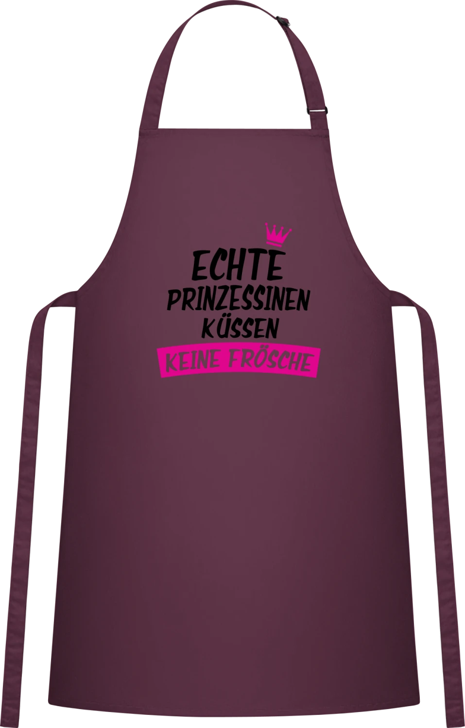 Echte Prinzessinen küssen keine Frösche - Aubergine Cotton Bib Apron - Front