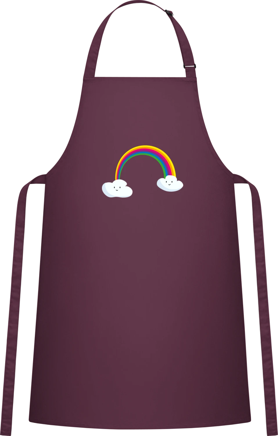 Rainbow Clauds - Aubergine Cotton Bib Apron - Front