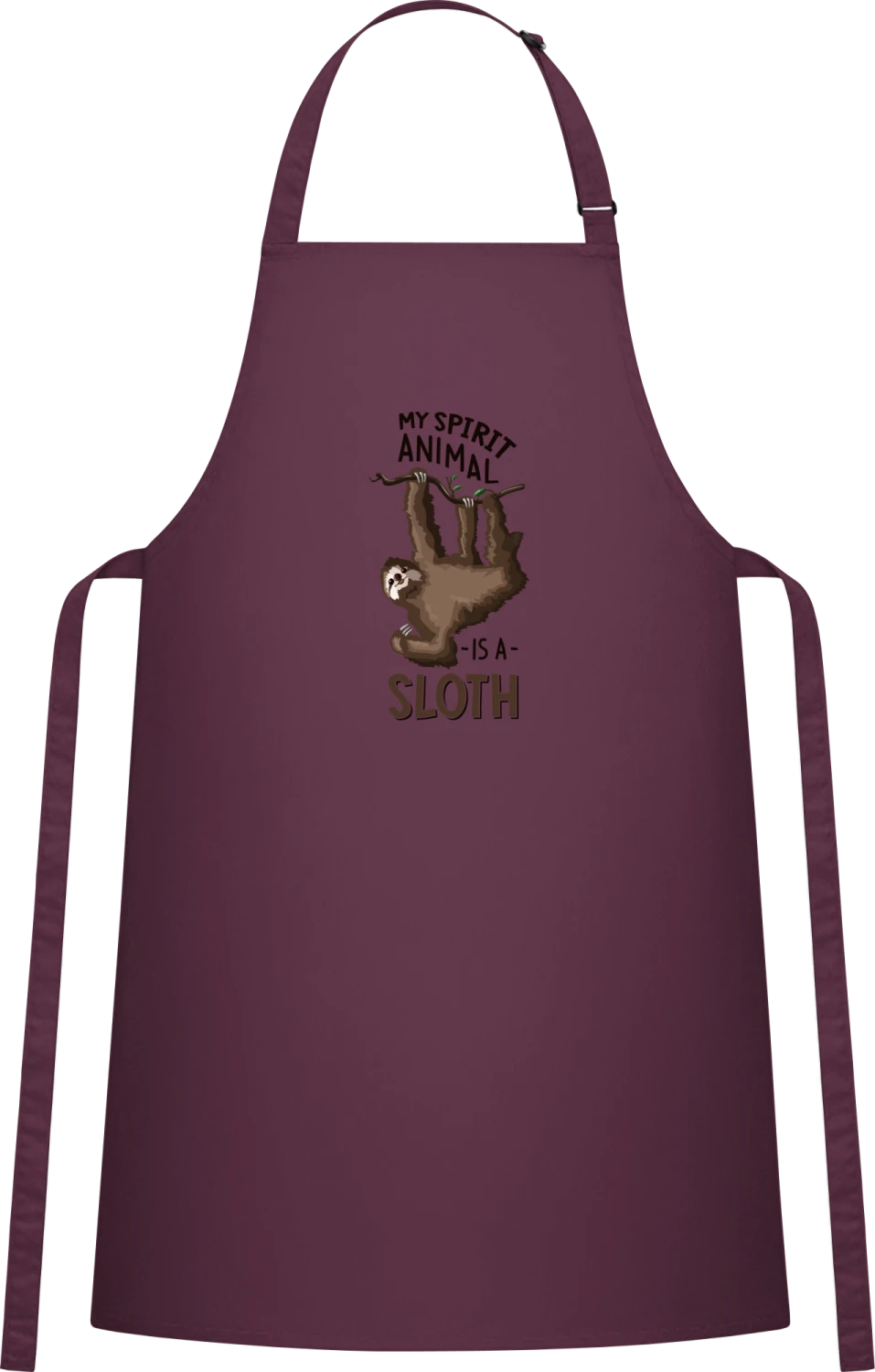 My Spirit Animal Is A Sloth - Aubergine Cotton Bib Apron - Front