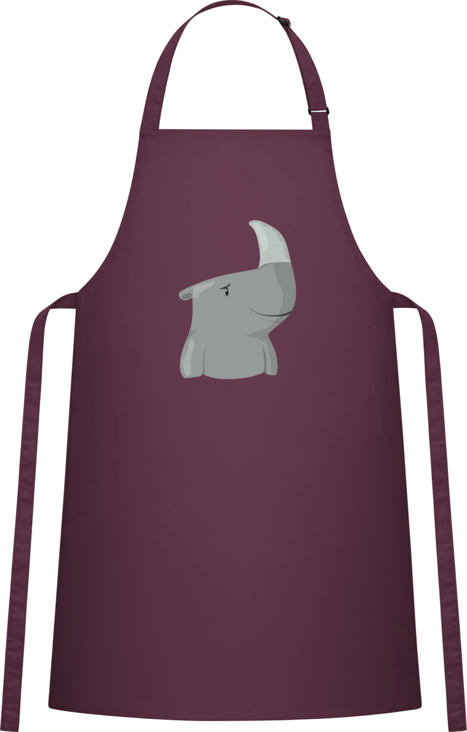 Happy Rhinoceros - Aubergine Cotton Bib Apron - Front